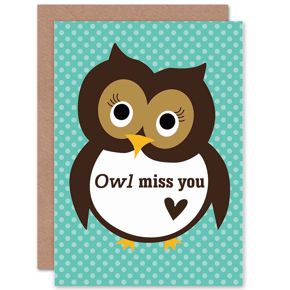 Cartoon Miss You Cute Fun Owl Good Bye Card