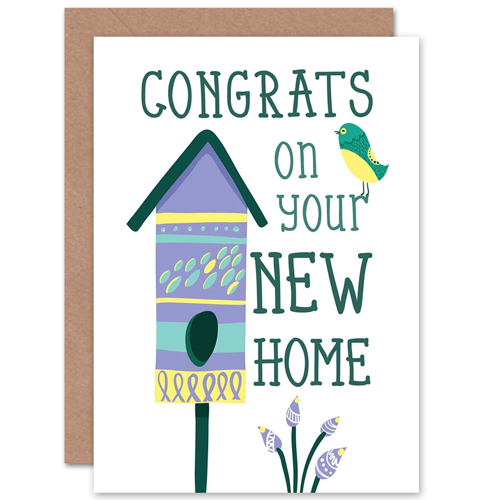 Moving Bird House Congrats Bright New Home Card