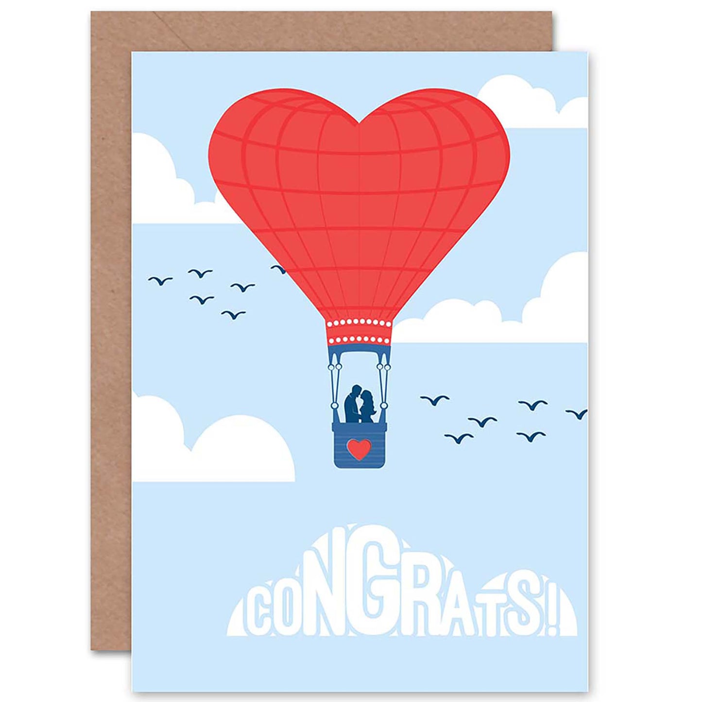 Congrats Hot Air Balloon Congratulations Engagement Card