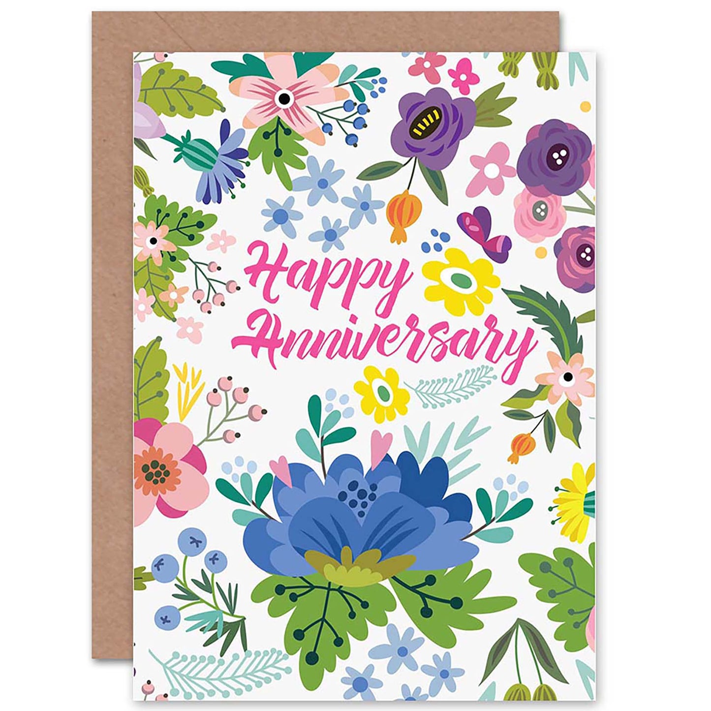 Bright Colourful Floral Pattern Partner Anniversary Card