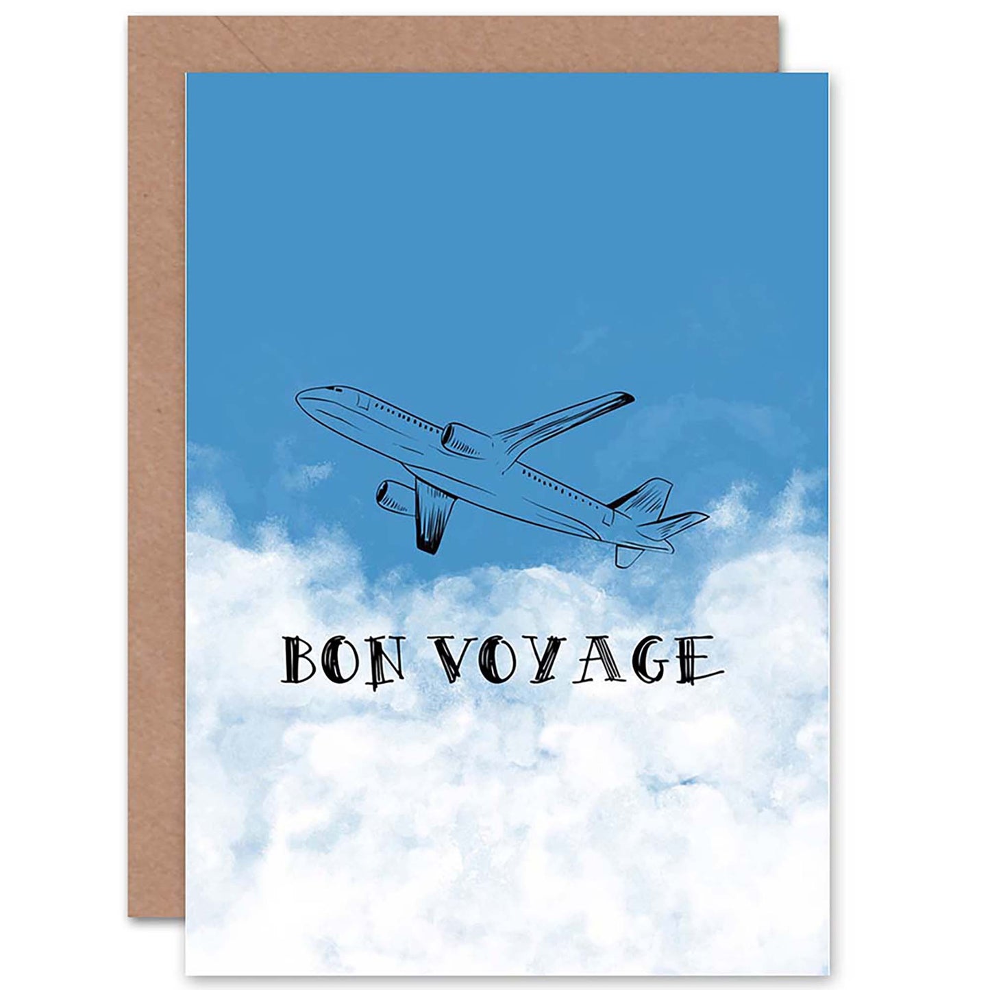 Plane Outline on Sky Travel Goodbye Good Bye Card