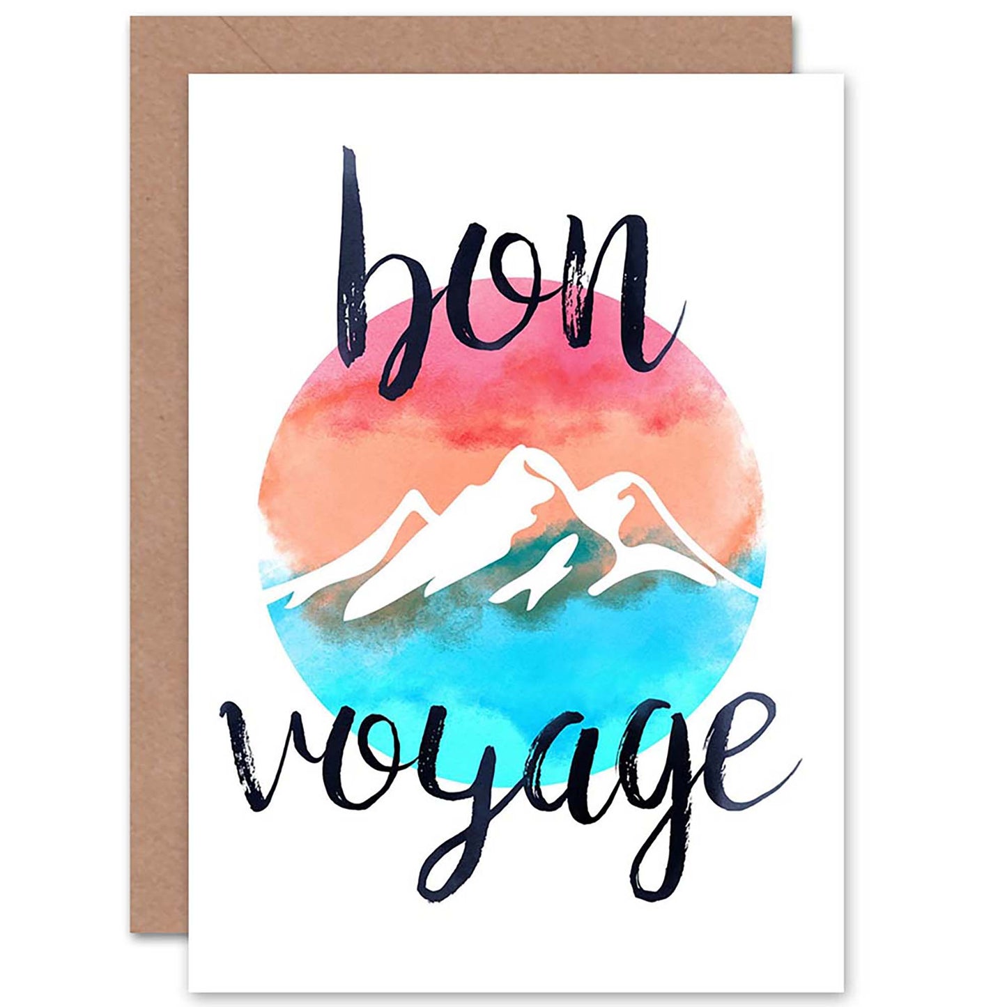 Bon Voyage Mountain Peak Good Bye Card