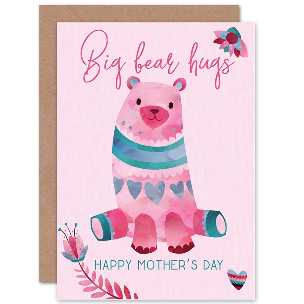 Big Bear Hugs Pink Mother's day Card