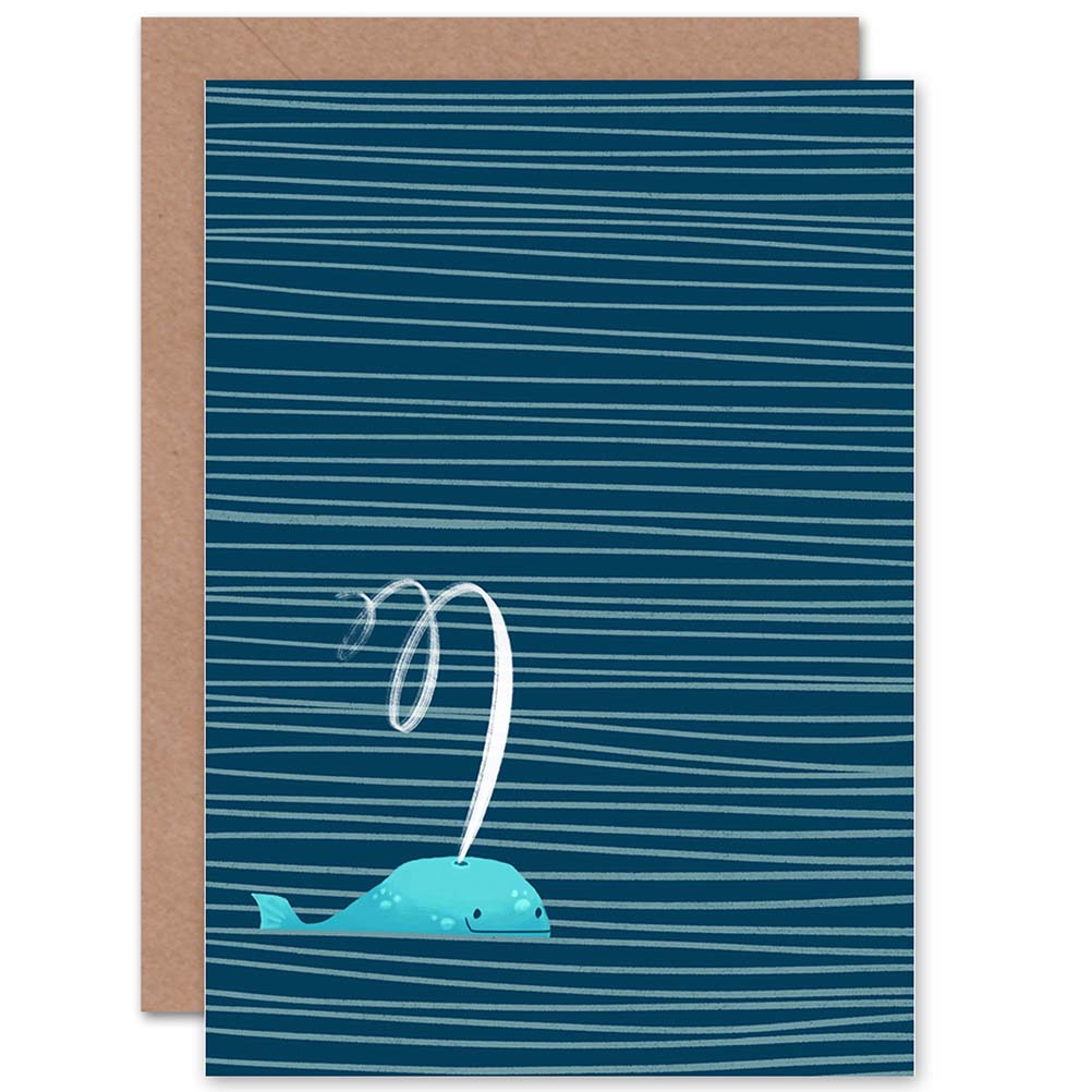 Minimalist Animal Lines Whale Greetings Card