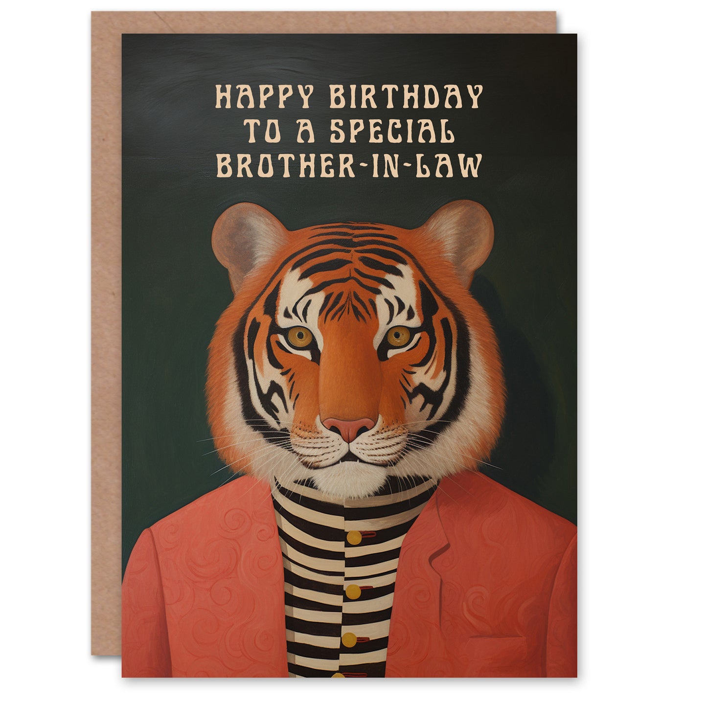 Dapper Cool Hipster Fashion Tiger Brother in Law Birthday Card