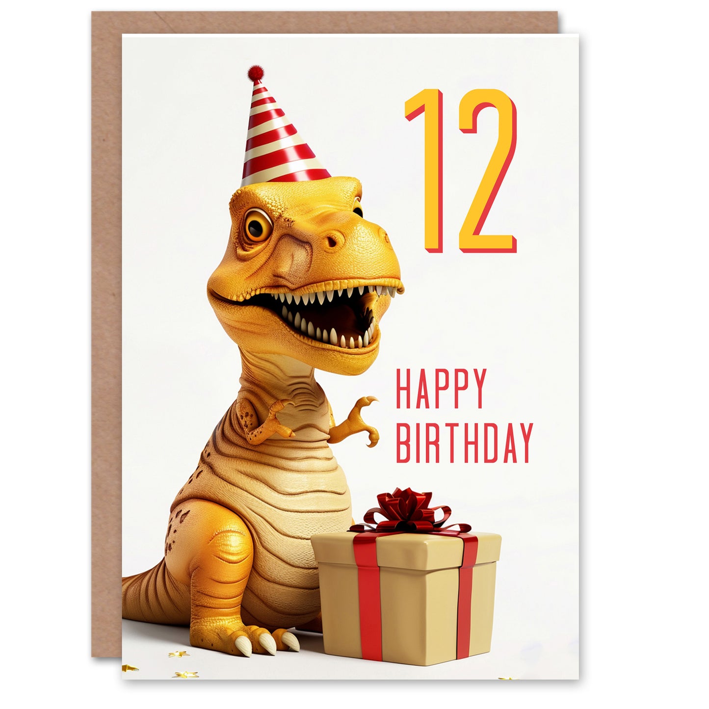Baby T-Rex Dinosaur Party Hat Kids Birthday Card