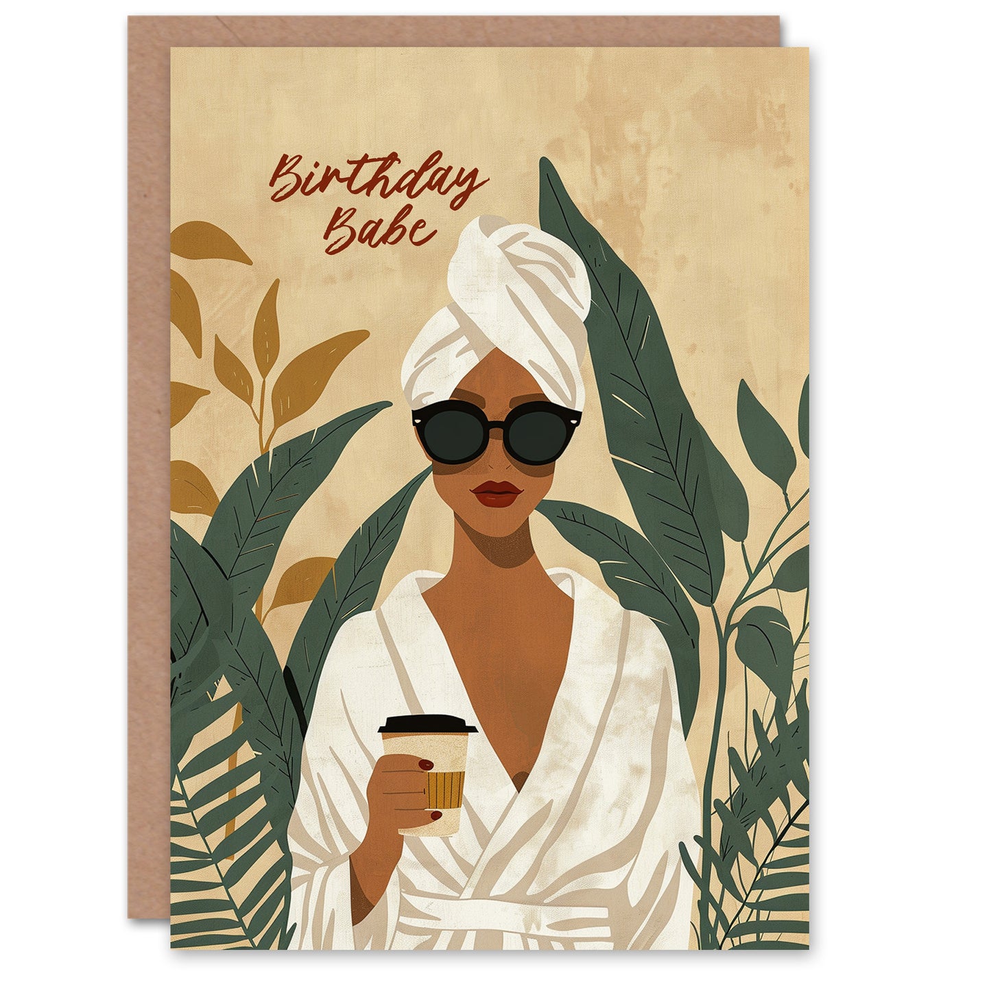 Plant Coffee Lover Sunglasses Babe Birthday Card