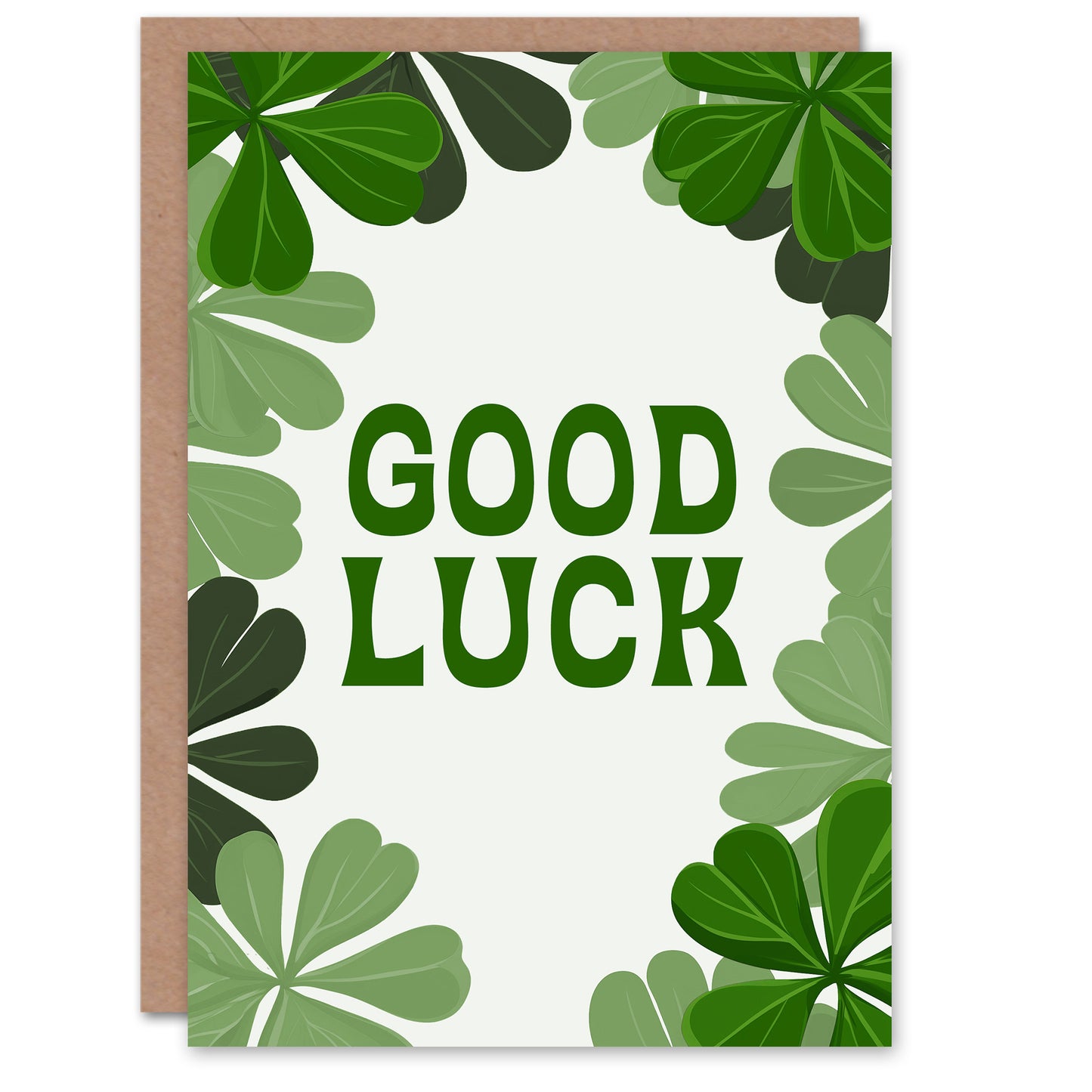 Good Luck Card St. Patrick's Day Shamrock Clover Blank Greeting Card