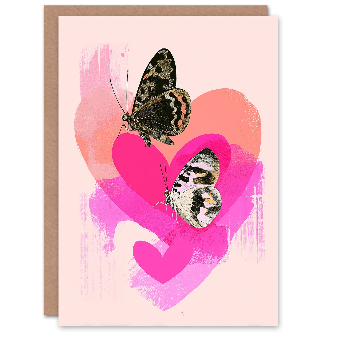 Butterflies and Love Hearts Modern Abstract Valentine's Day Card