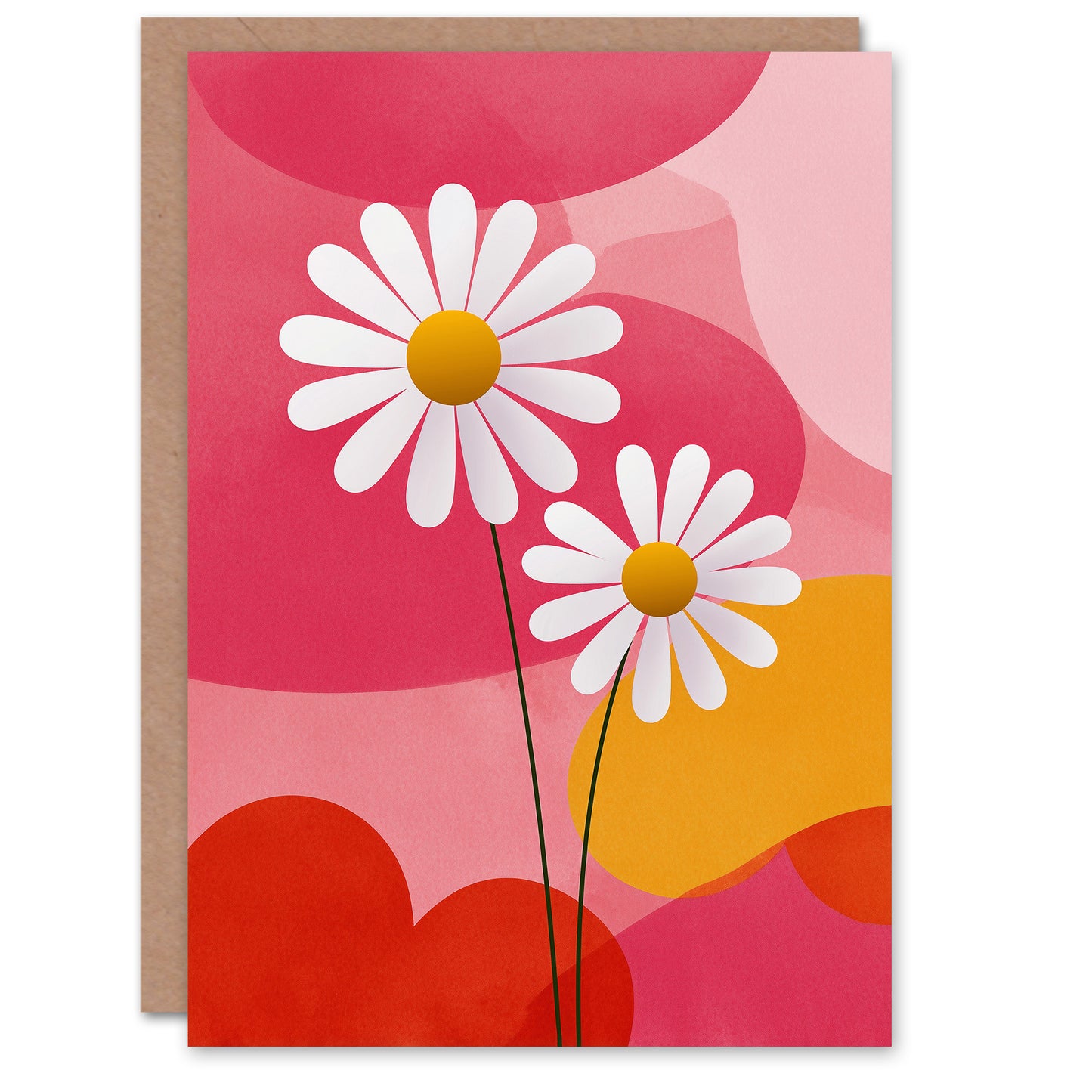 Daisy Flower Blooms Modern Abstract Love Hearts Valentine's Day Card