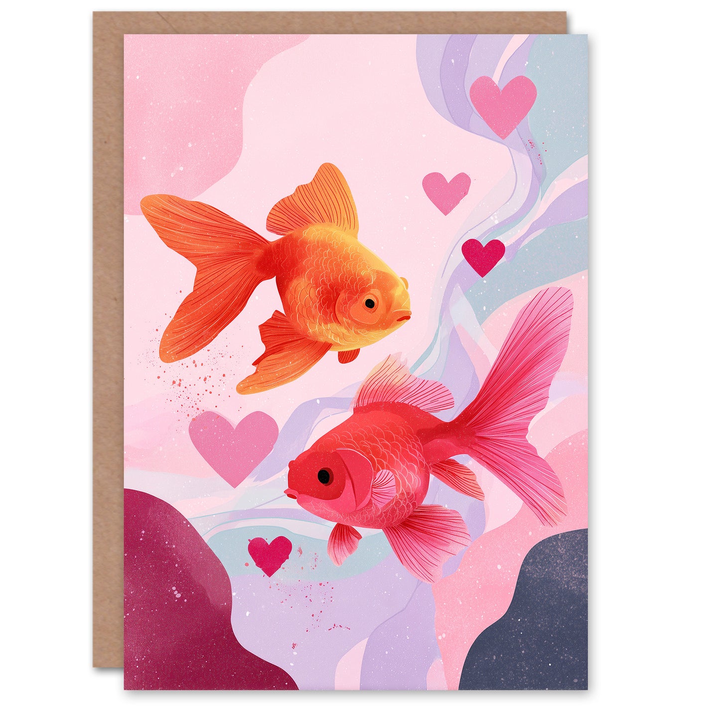 Cute Goldfish Colourful Modern Abstract Design Valentine's Day Card