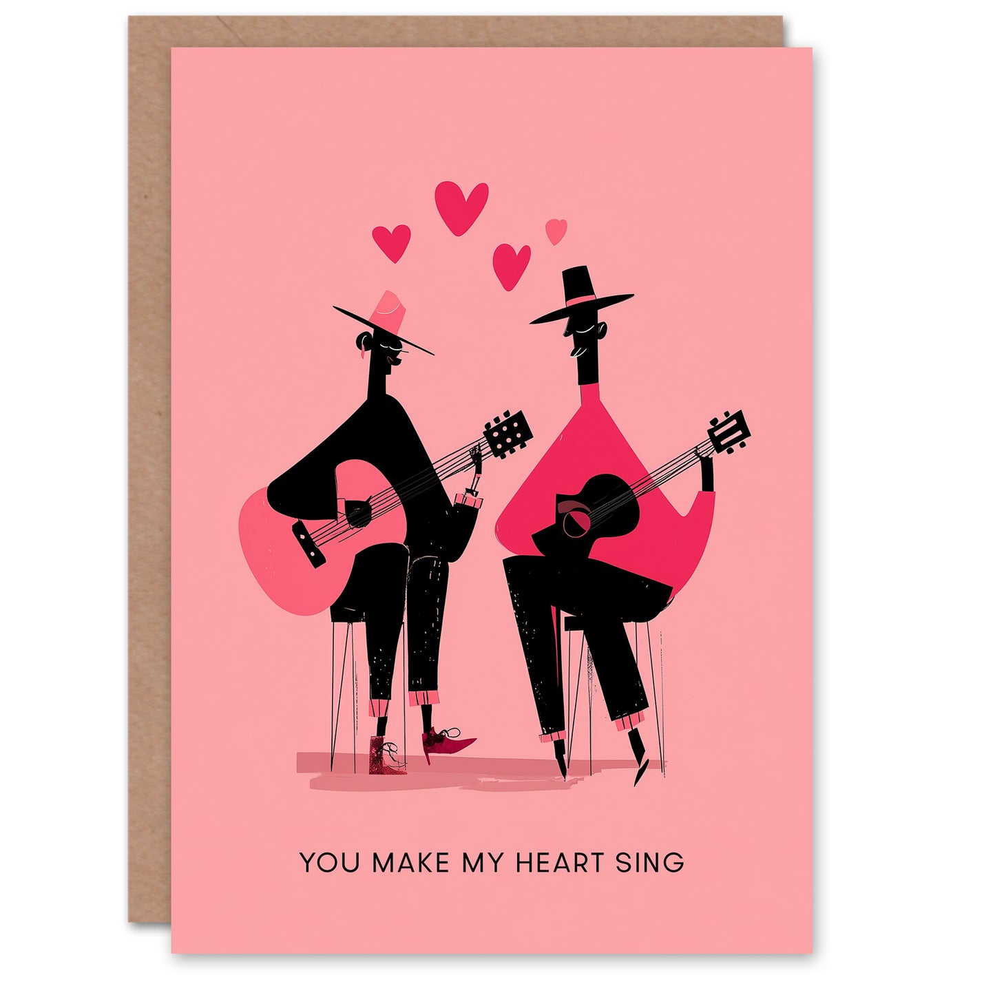You Make My Heart Sing Guitar Players Modern Valentine's Day Card