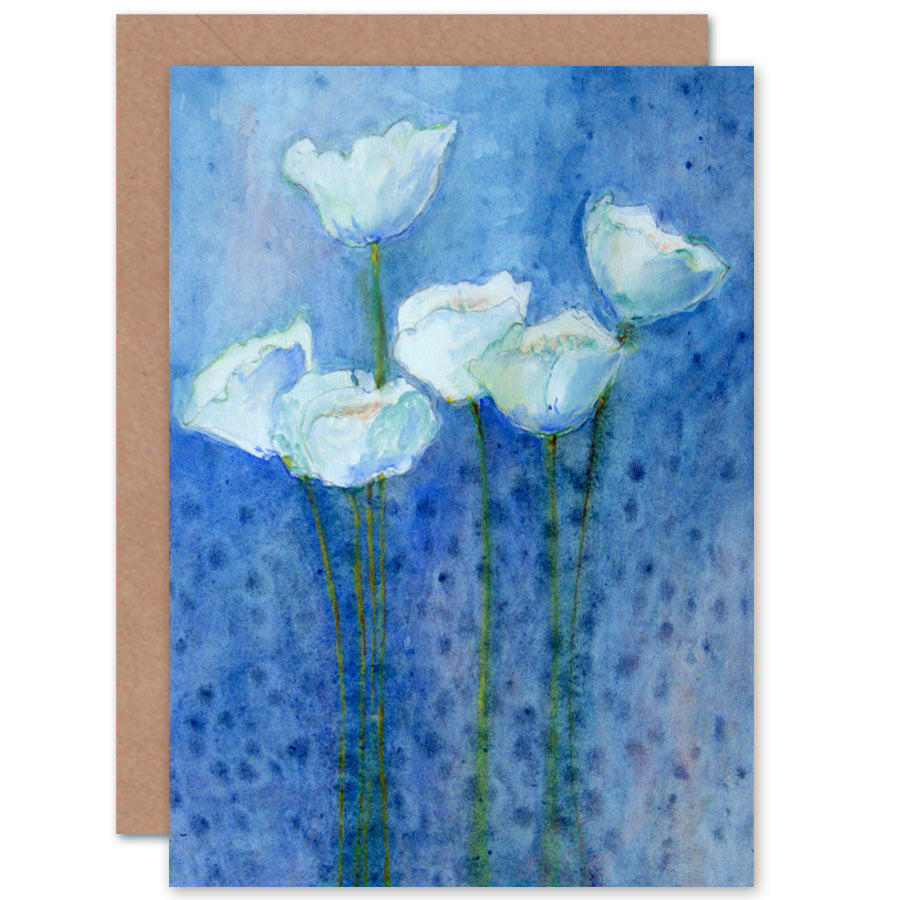 Flower White Tulips On Blue Greeting Card