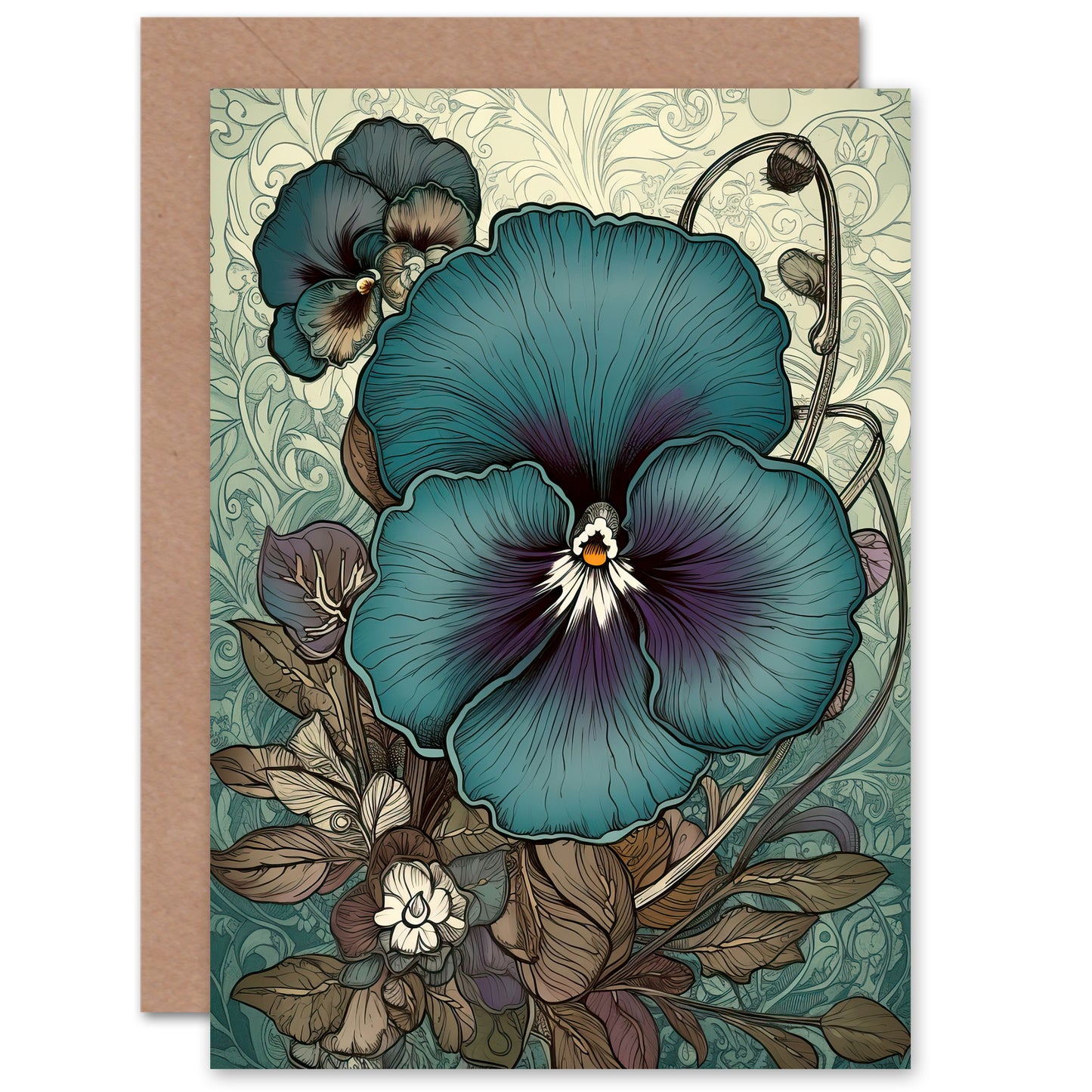 Purple Pansy Flower Patterns Get Well Card