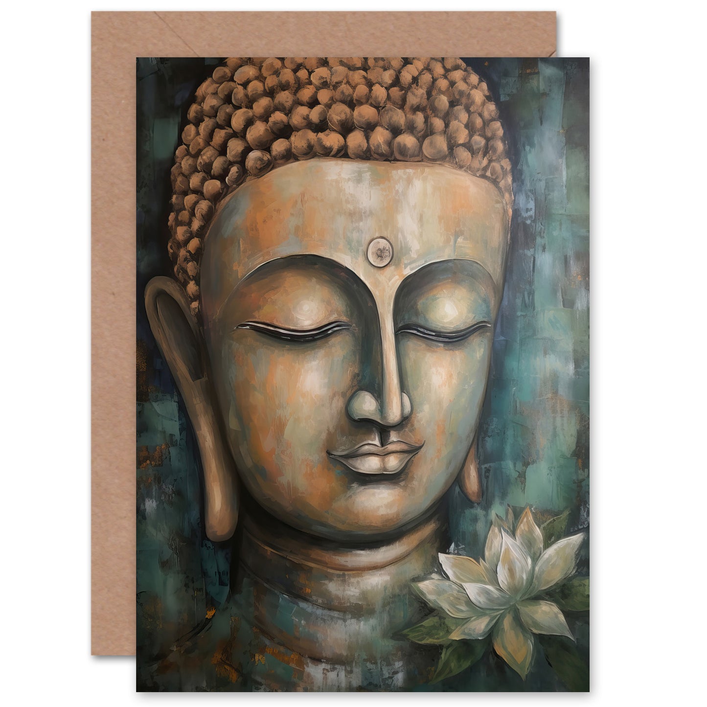 Spiritual Meditation Buddha Lotus Flower Get Well Card
