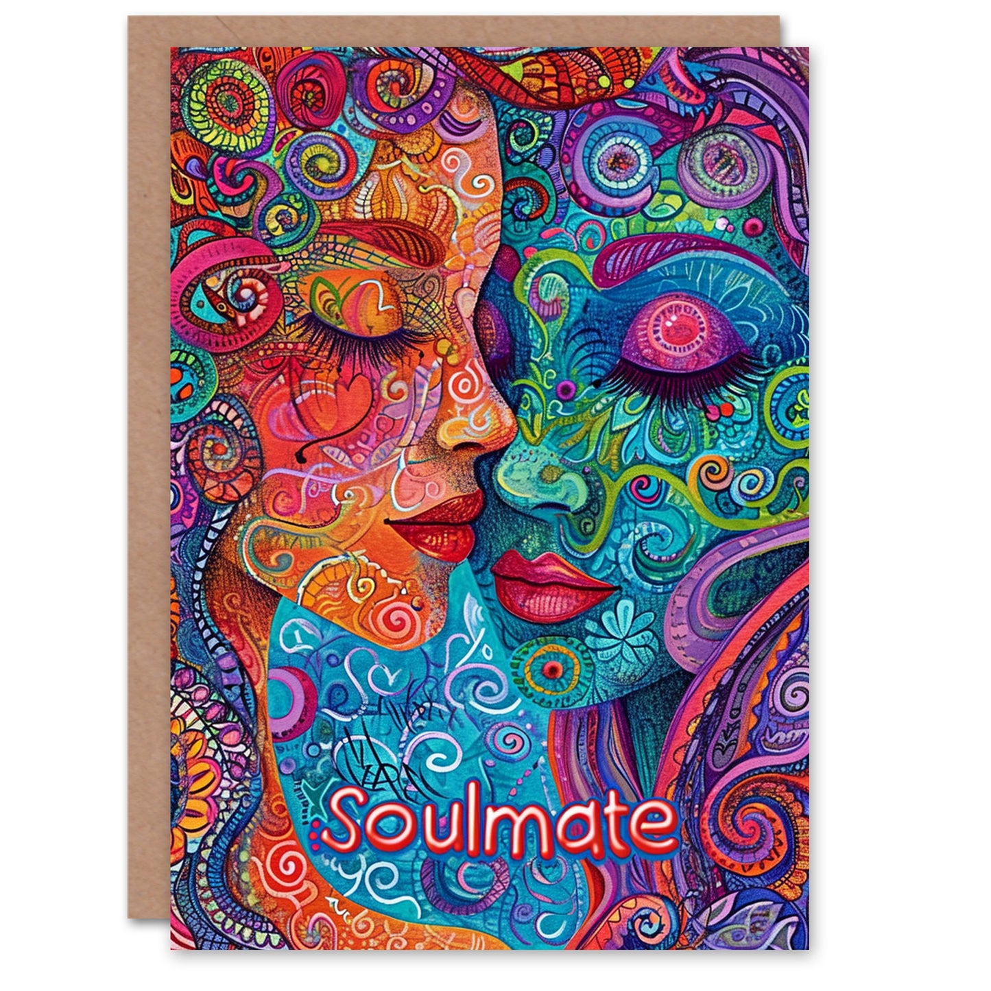 Soulmate LGBT Psychedelic Maximalist Art Romantic Card