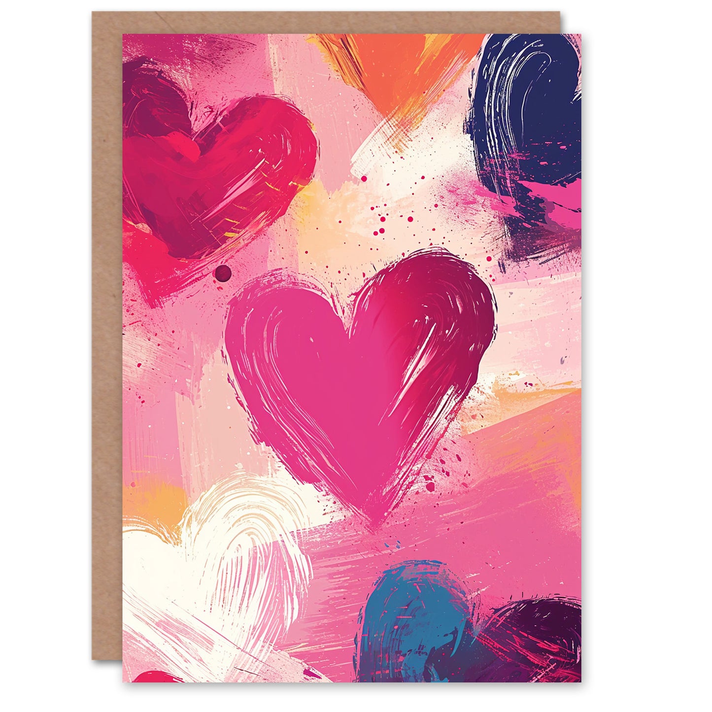 Love Heart Painting No Message Blank Romantic Card