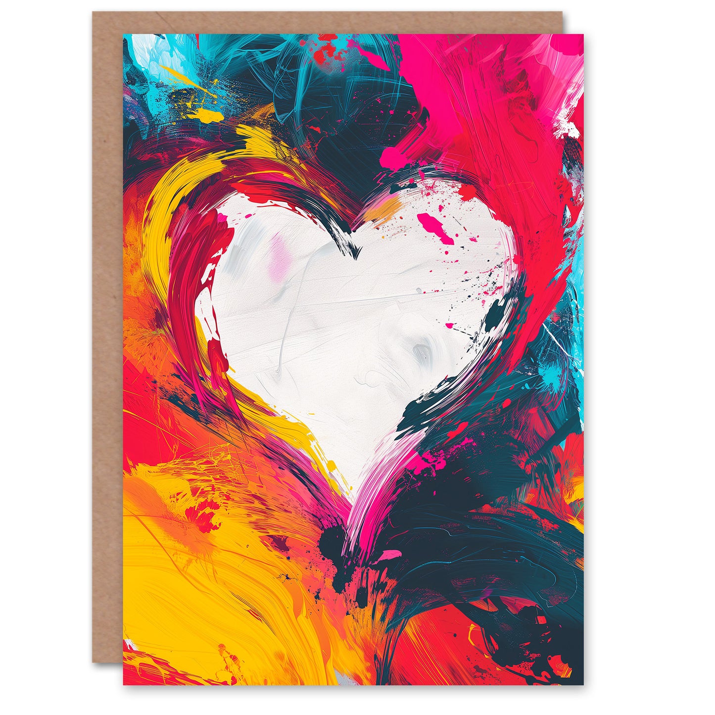 Oil Paint Simple Love Heart No Words Message Romantic Card
