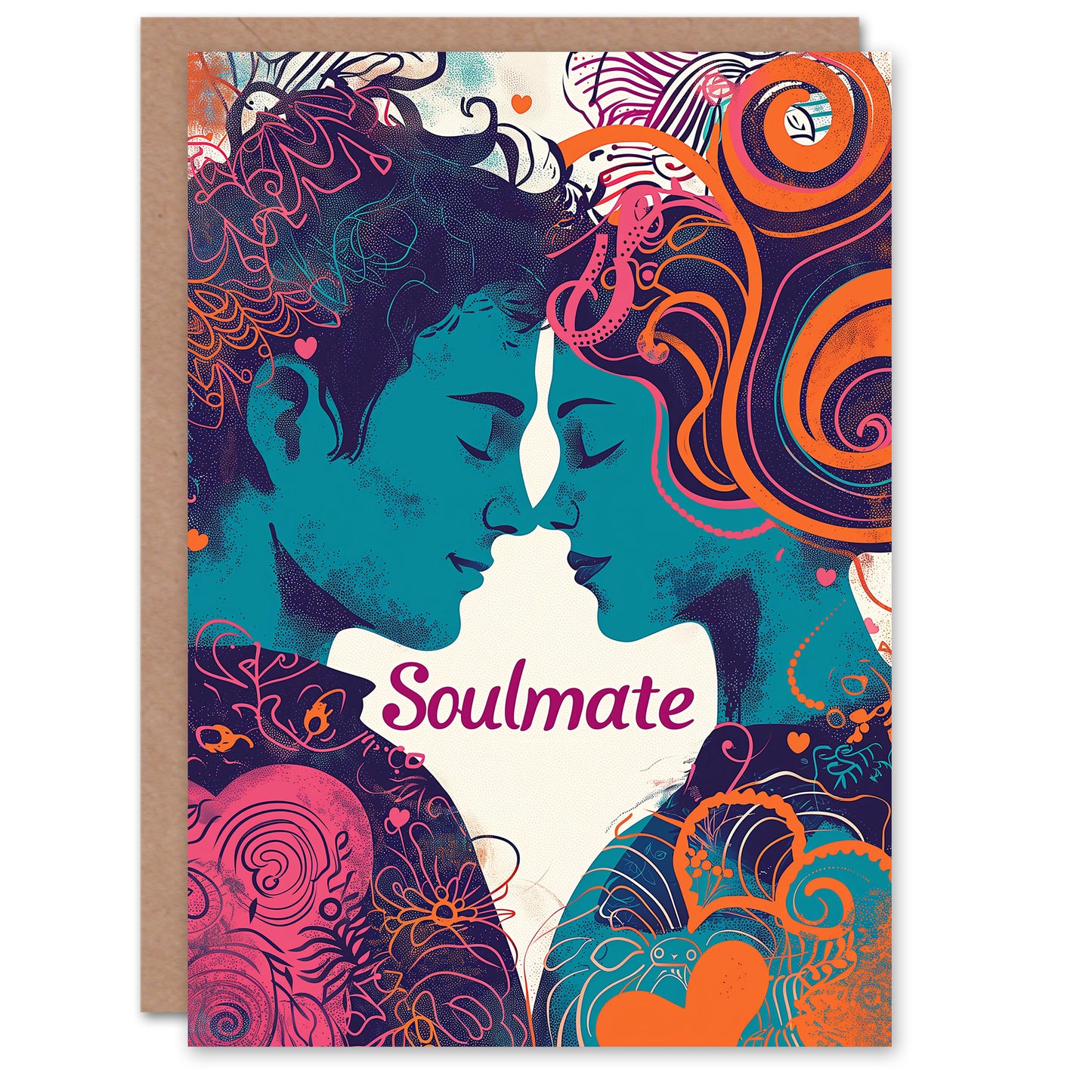 Soulmate Couple Modern Folk Art Romantic Card