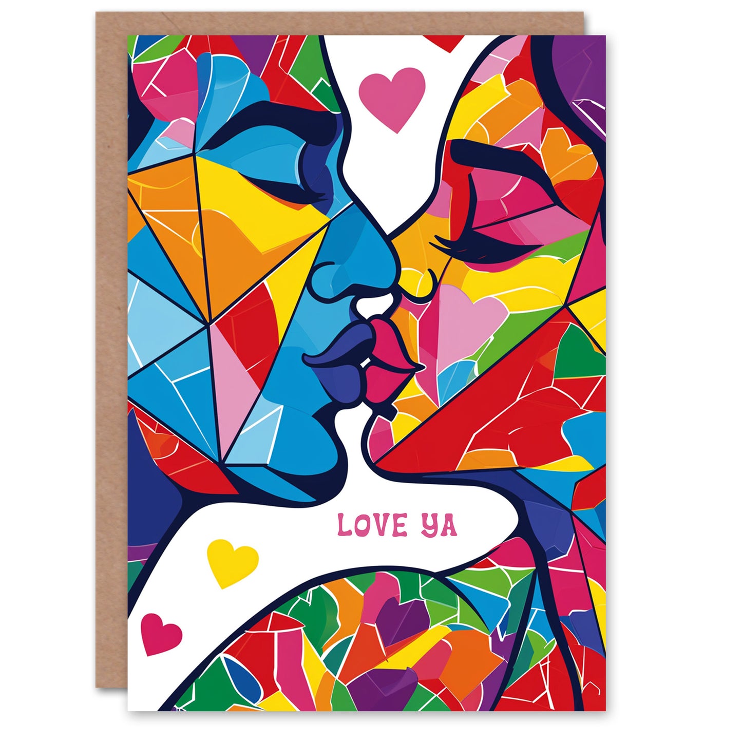 Love Ya Kiss Casual Abstract Romantic Card