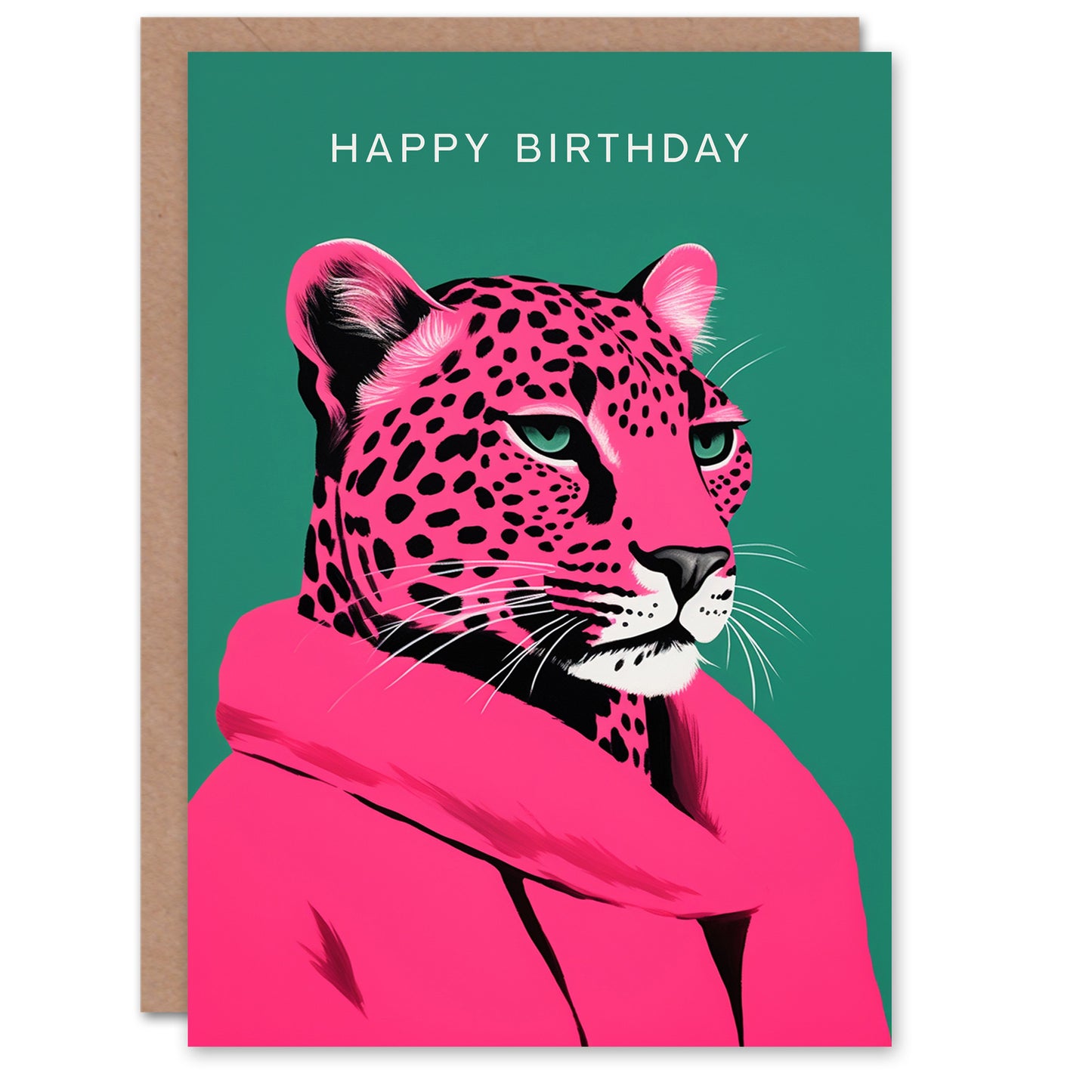 Pink Fashion Leopard For Birthday Card