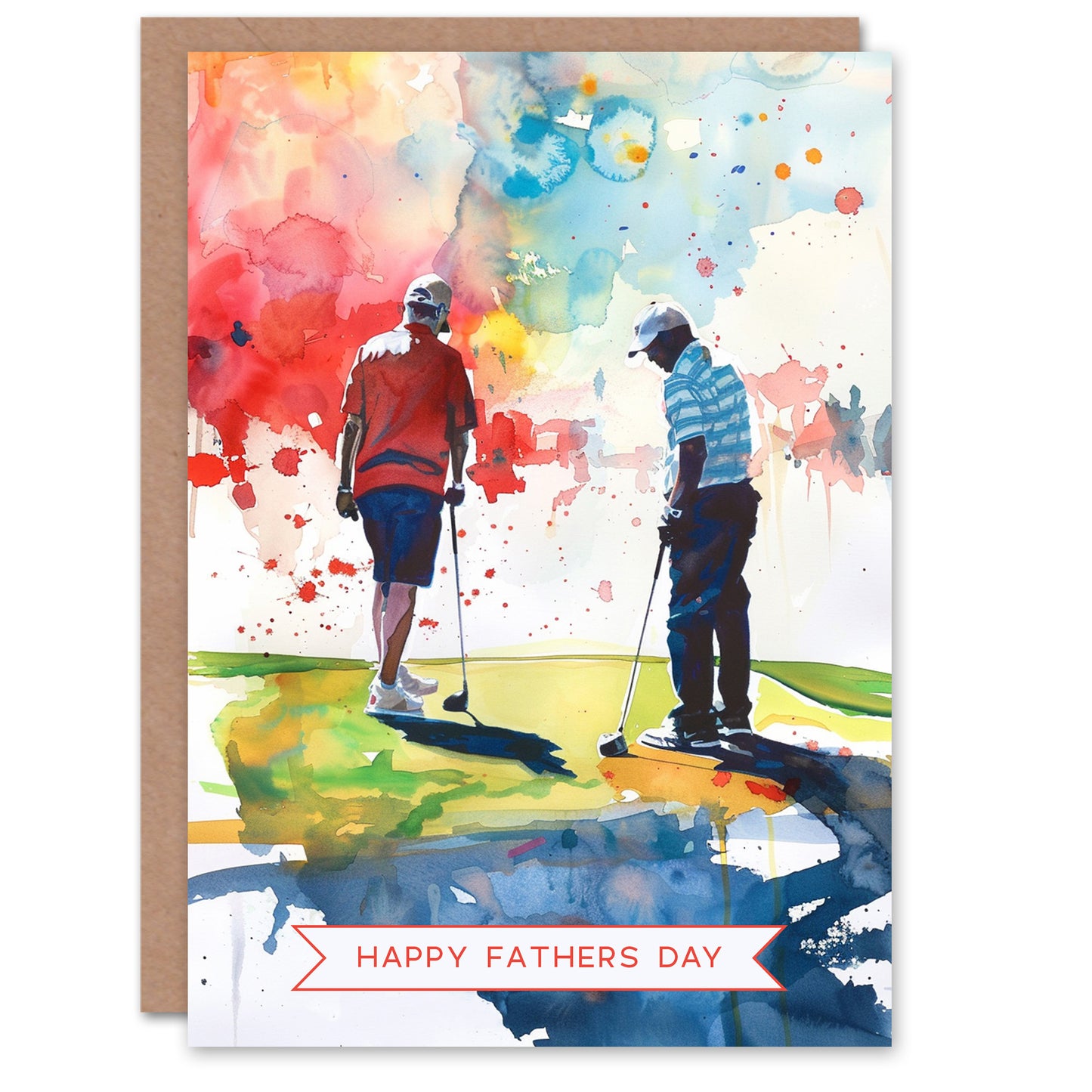 Colourful Golf Lover Golfing Father's Day Card