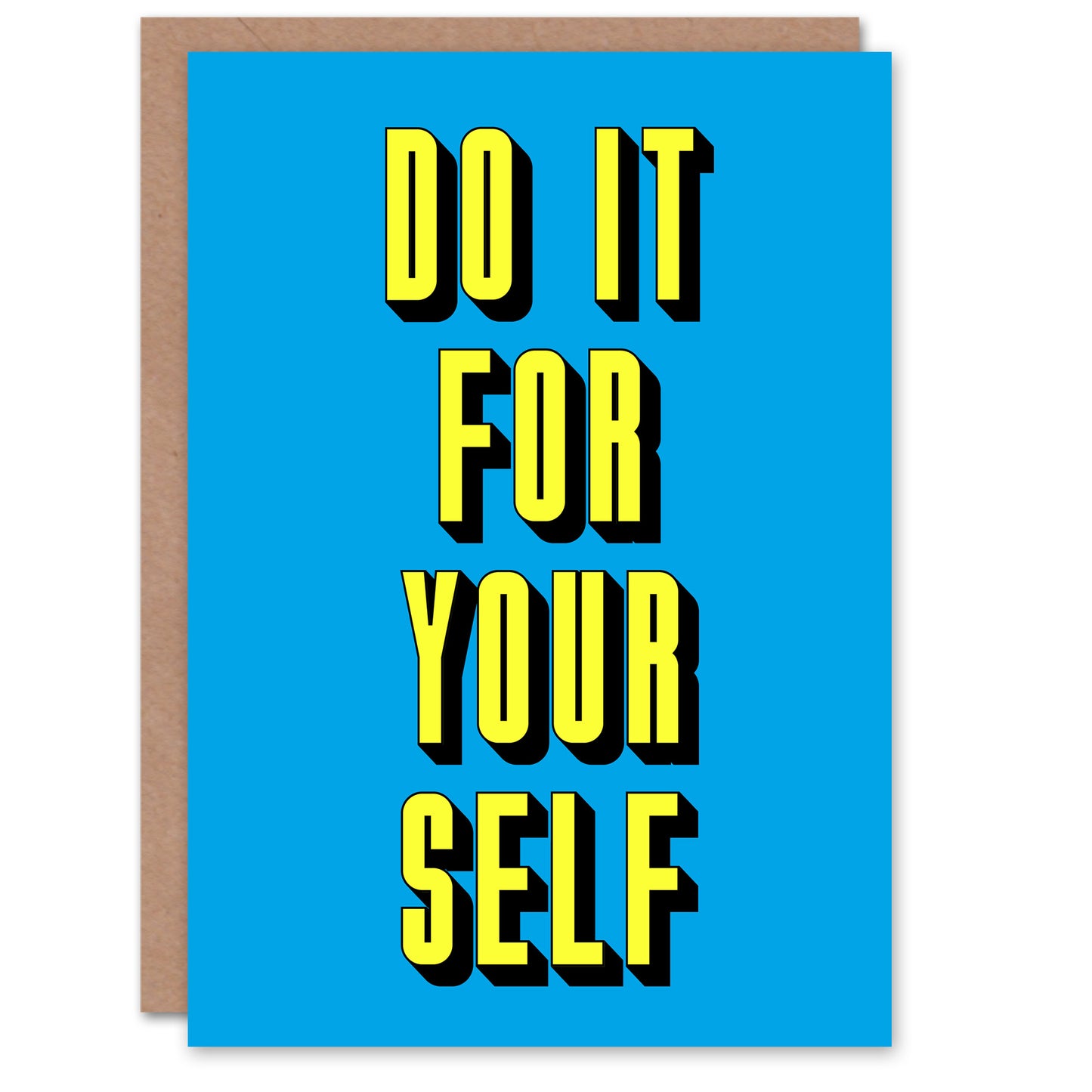 Do It For Yourself Retro Yellow Blue Bold Simple Greeting Card