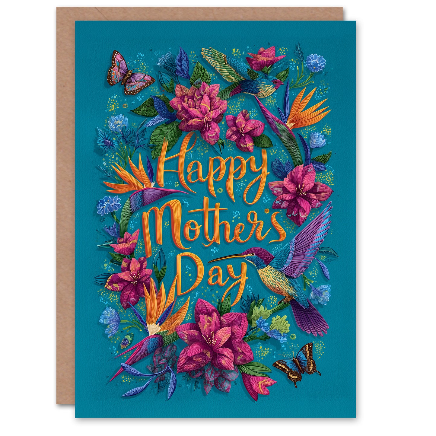 Happy Mother's Day Card For Mum Flowers And Butterflies Blank Inside