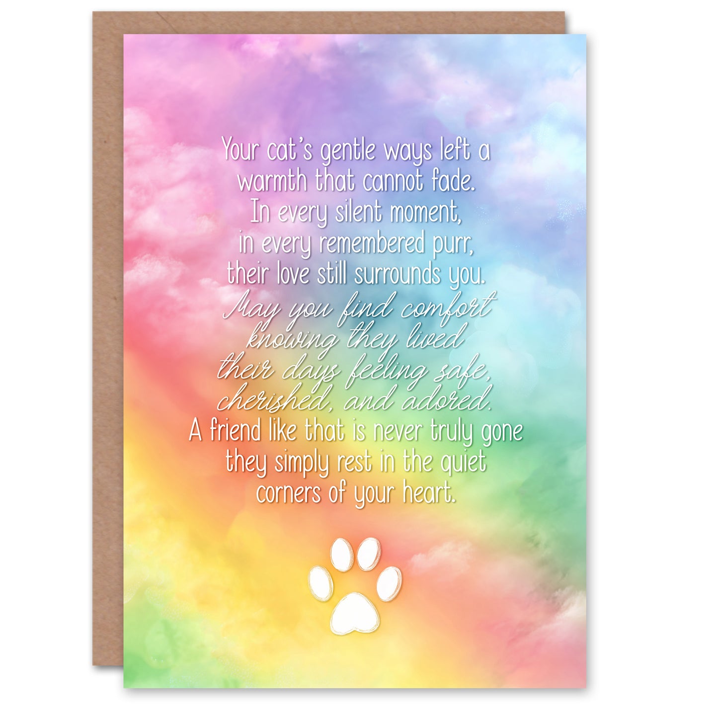 Cat Sympathy Greeting Card – Never Truly Gone Pet Loss Design, Blank Inside