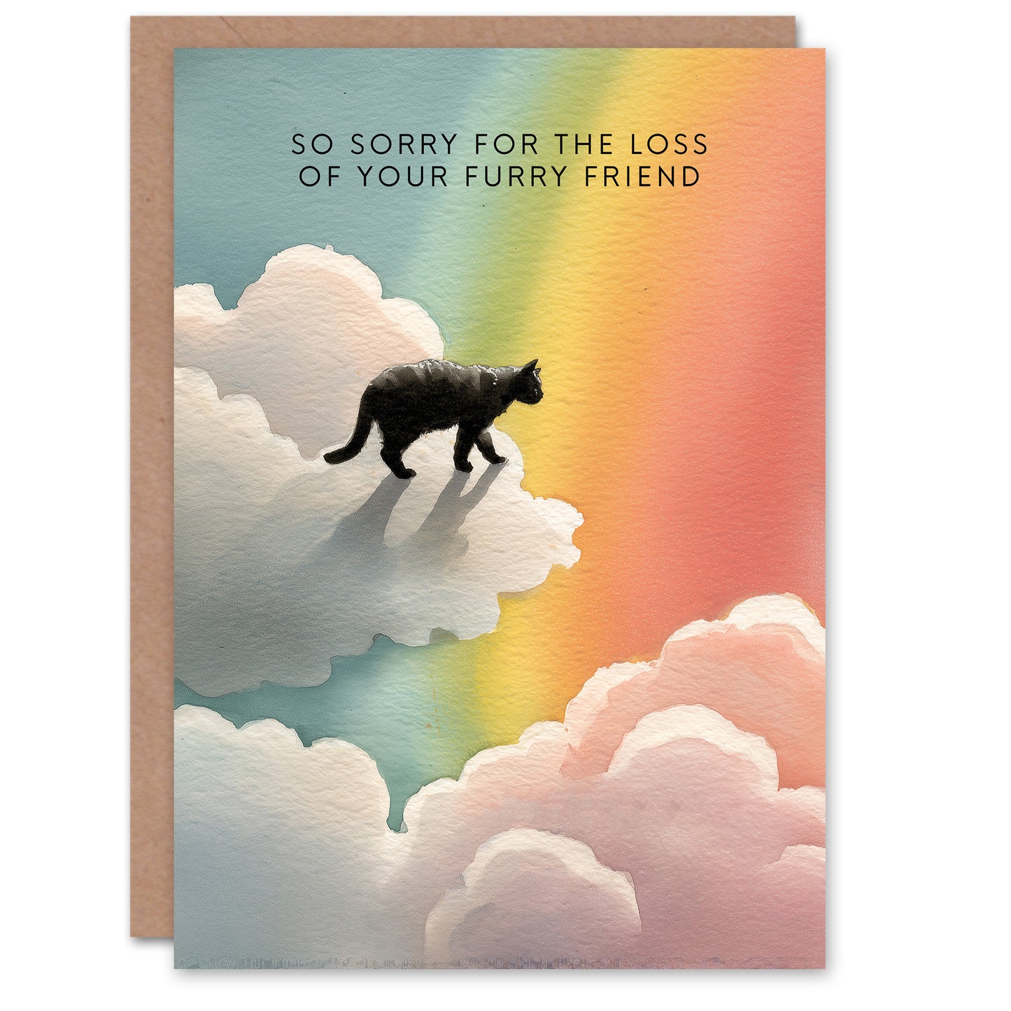 Cat Sympathy Greeting Card – Rainbow Bridge Furry Friend, Pet Loss