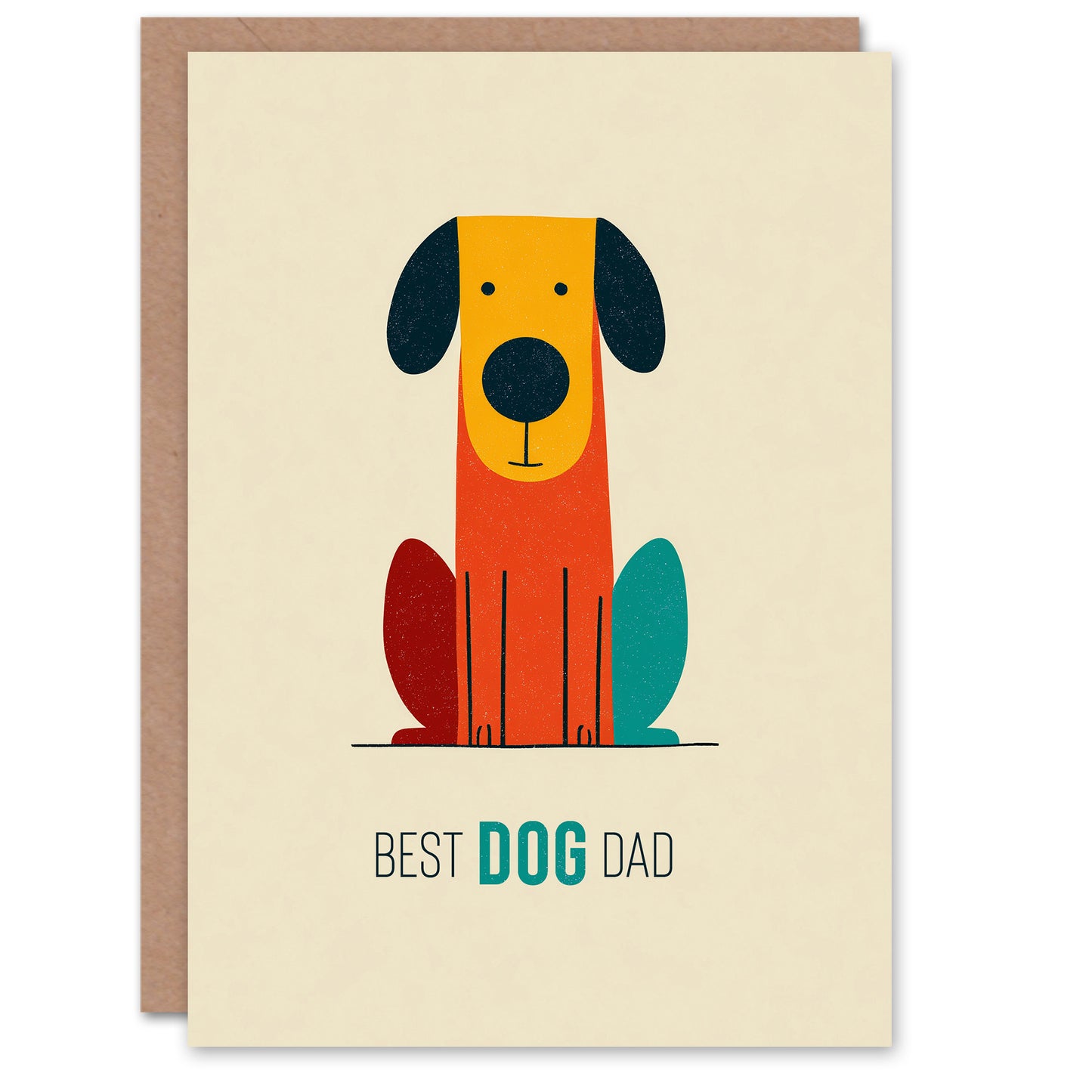 Father's Day Card for Dad Minimalist Best Dog Design Greeting Card Blank Inside