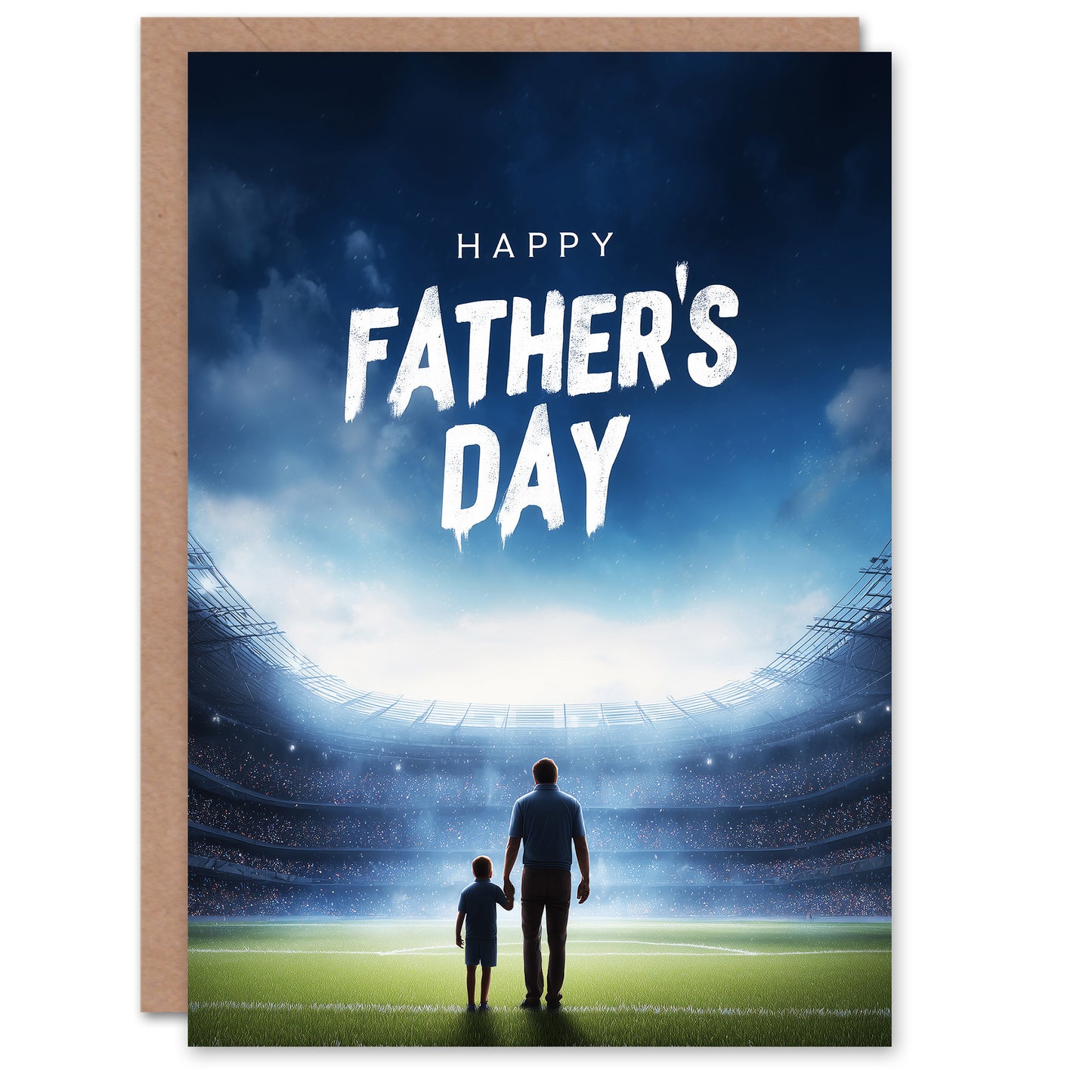 Father's Day Card for Dad Football Stadium Scene Greeting Card Blank Inside