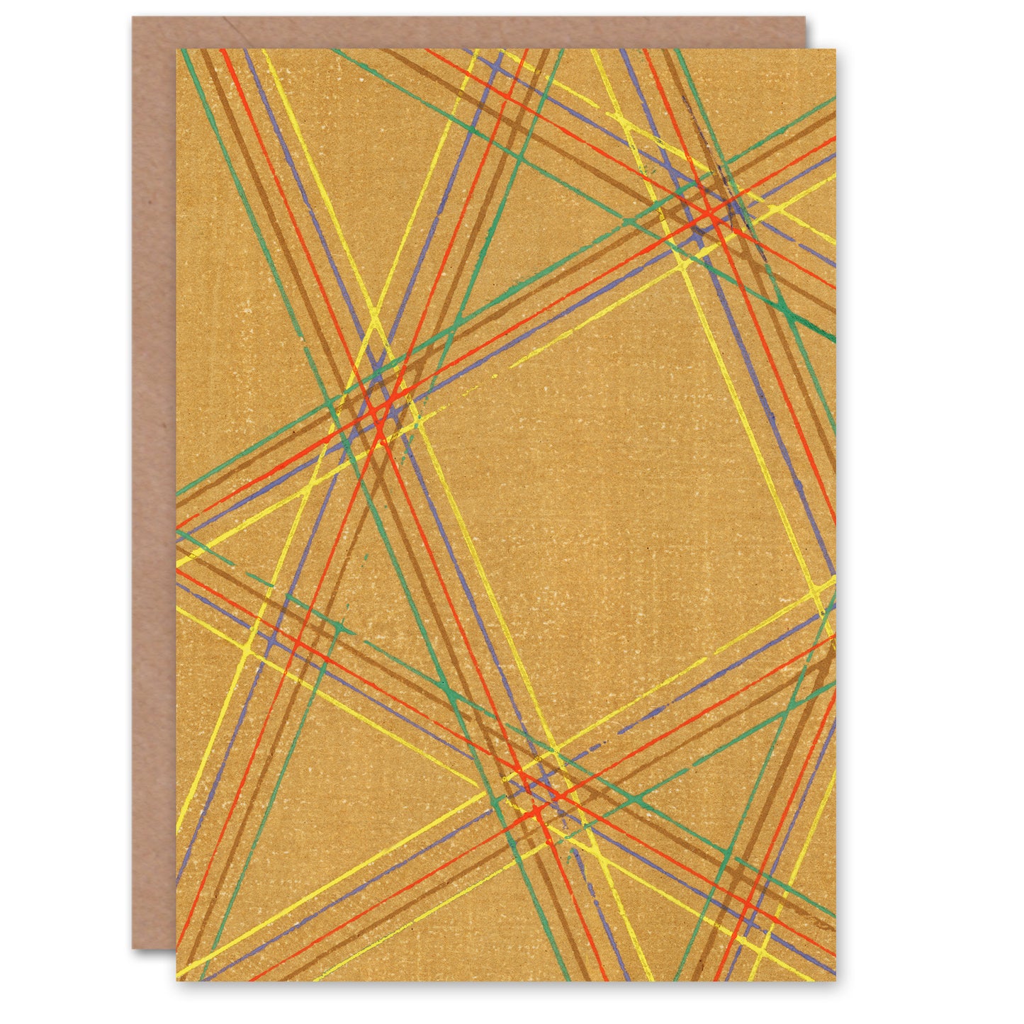 Furuya Korin Japanese Abstract Geometric Plaid Pattern Greetings Card