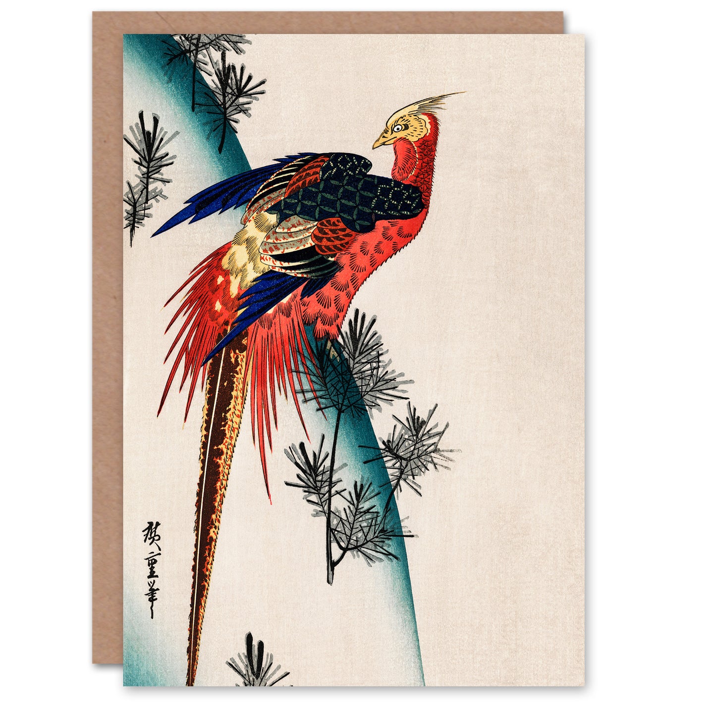 Utagawa Hiroshige Japanese Pheasant and Small Pine Greetings Card