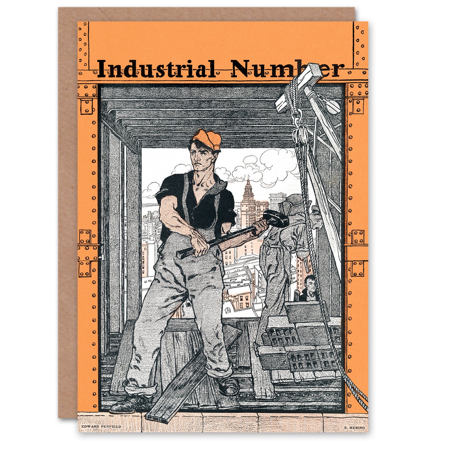 Edward Penfield Industrial Number Worker Greetings Card