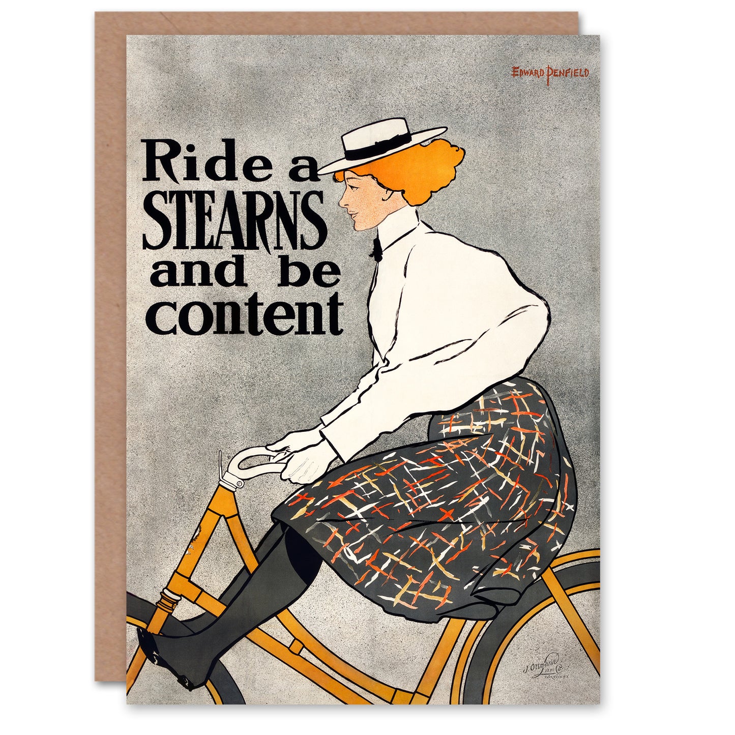 Edward Penfield Ride a Stearns Vintage Bicycle Ad Greetings Card