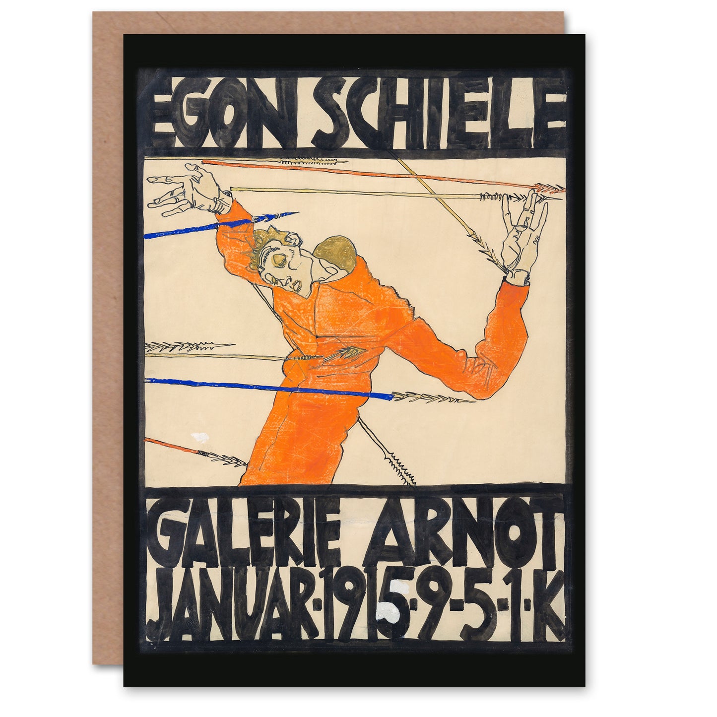 Egon Schiele Galerie Arnot 1915 Exhibition Poster Greetings Card