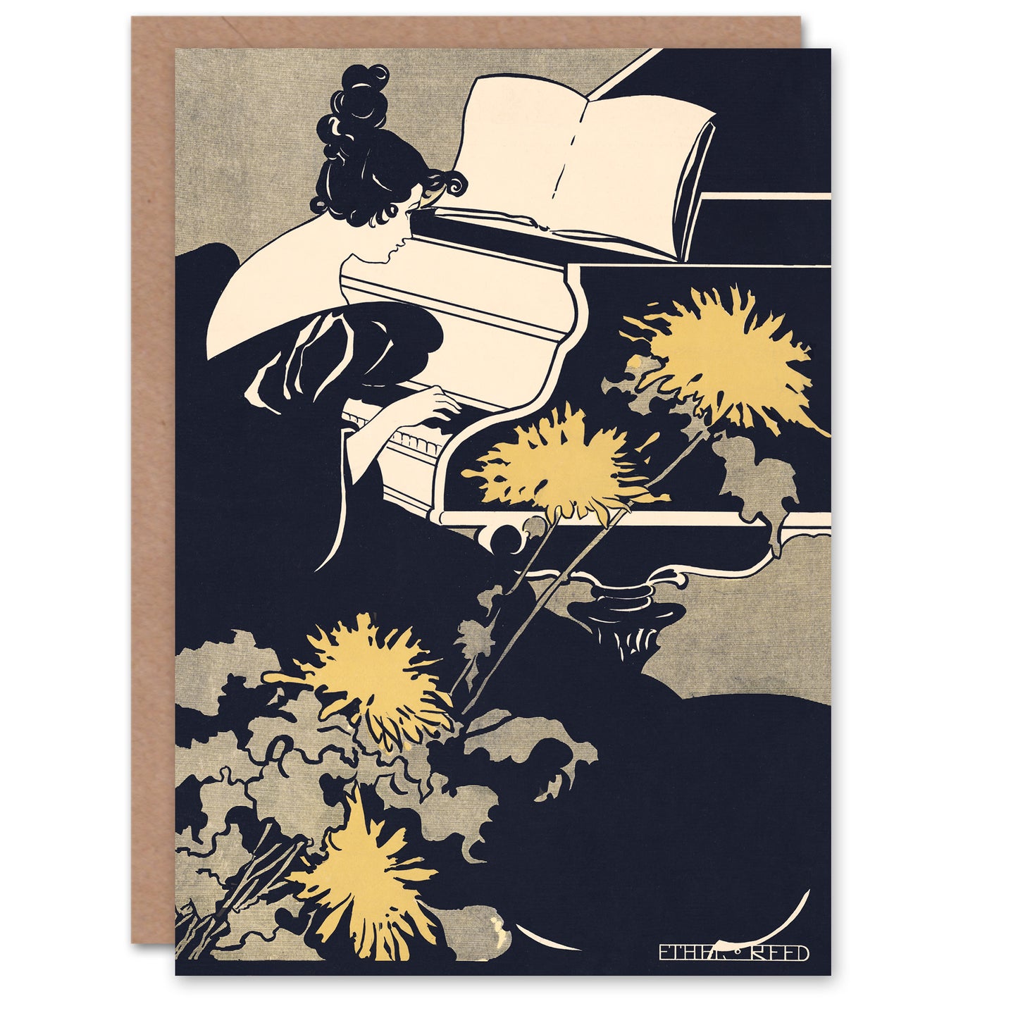 Ethel Reed Miss Traumerei Piano Book Cover Greetings Card