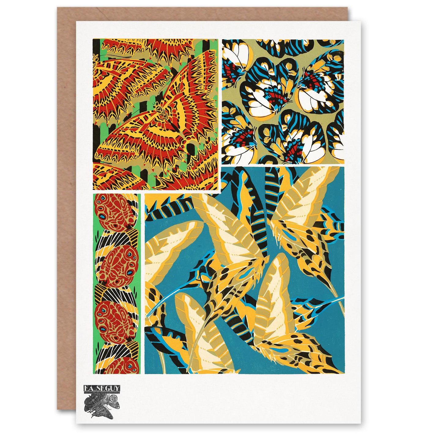 Eugene Seguy Vintage Butterflies Bright Pattern Greetings Card