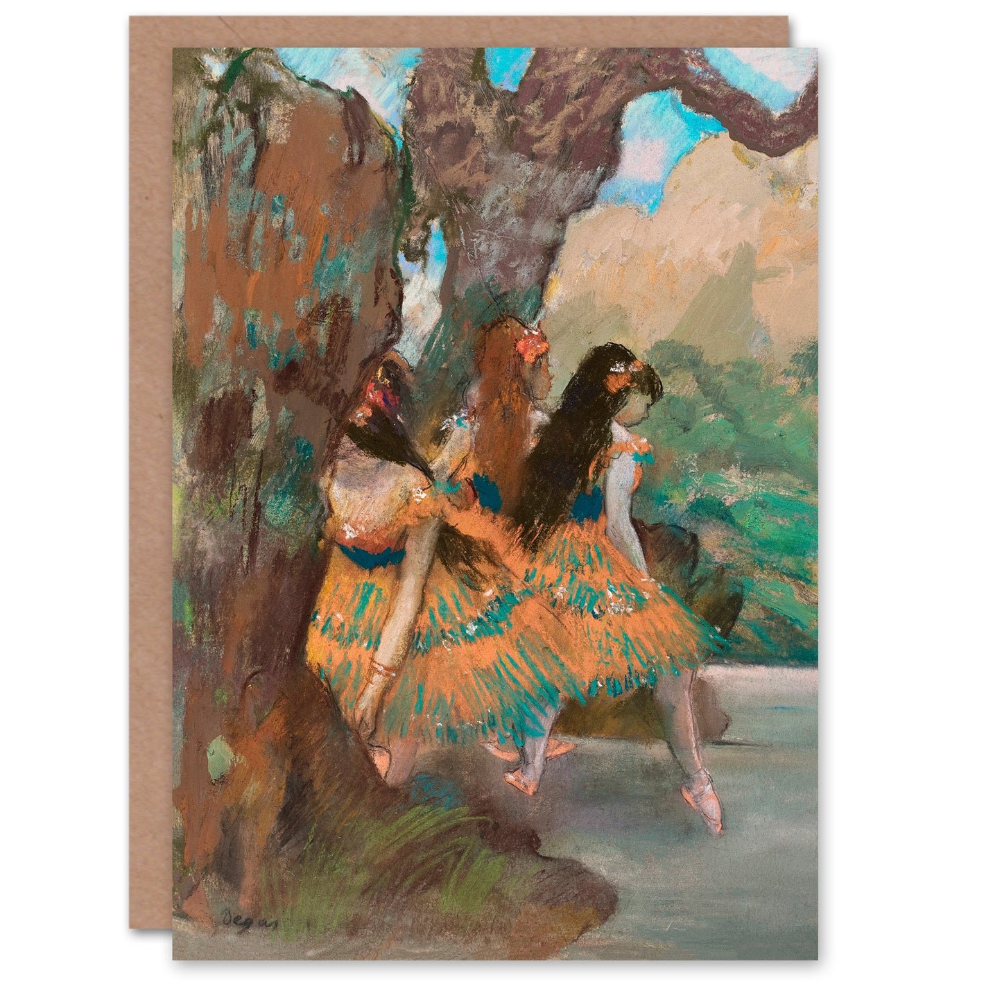 Edgar Degas Art Card Young Ballet Dancers On Stage