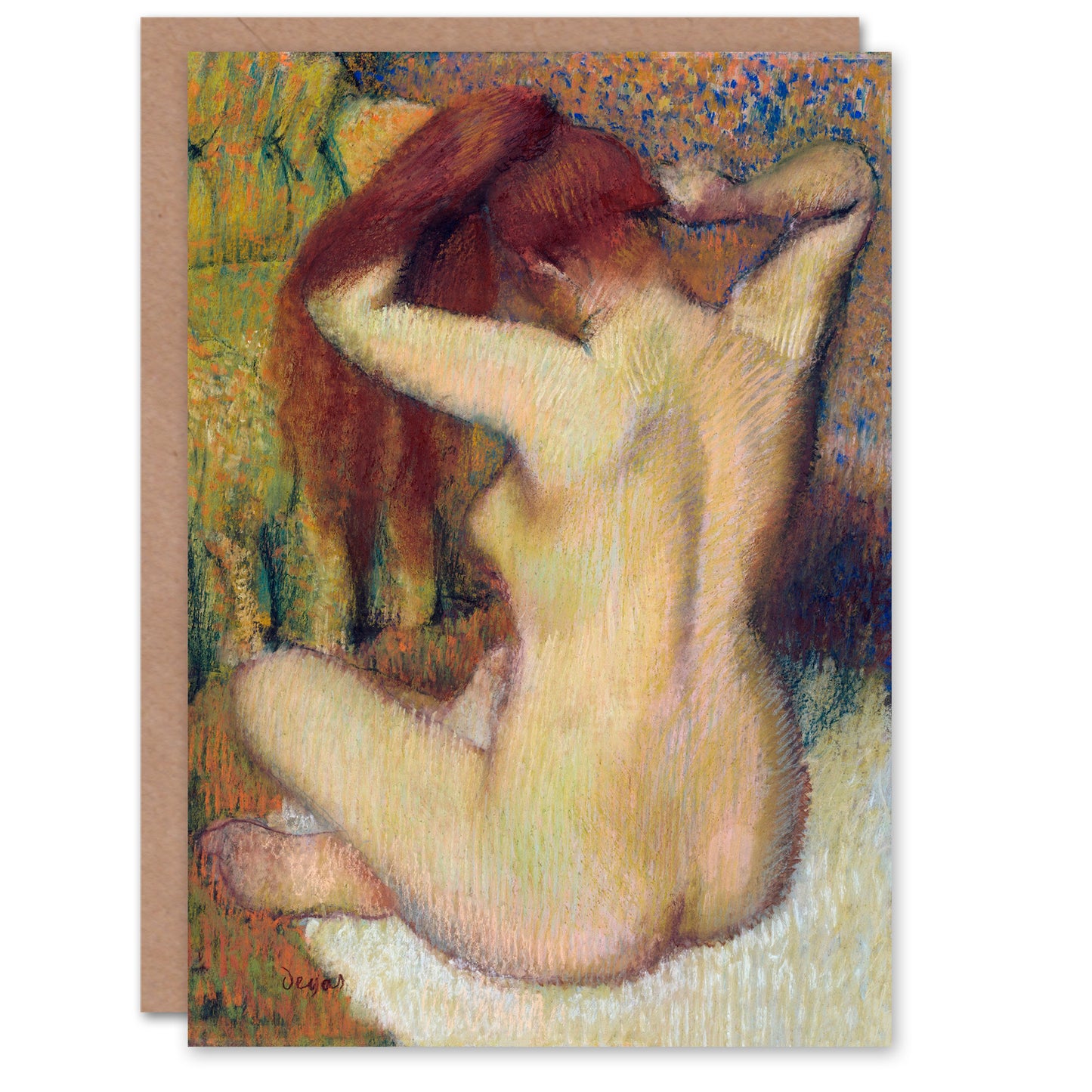 Edgar Degas Art Card Nude Combing Hair Portrait