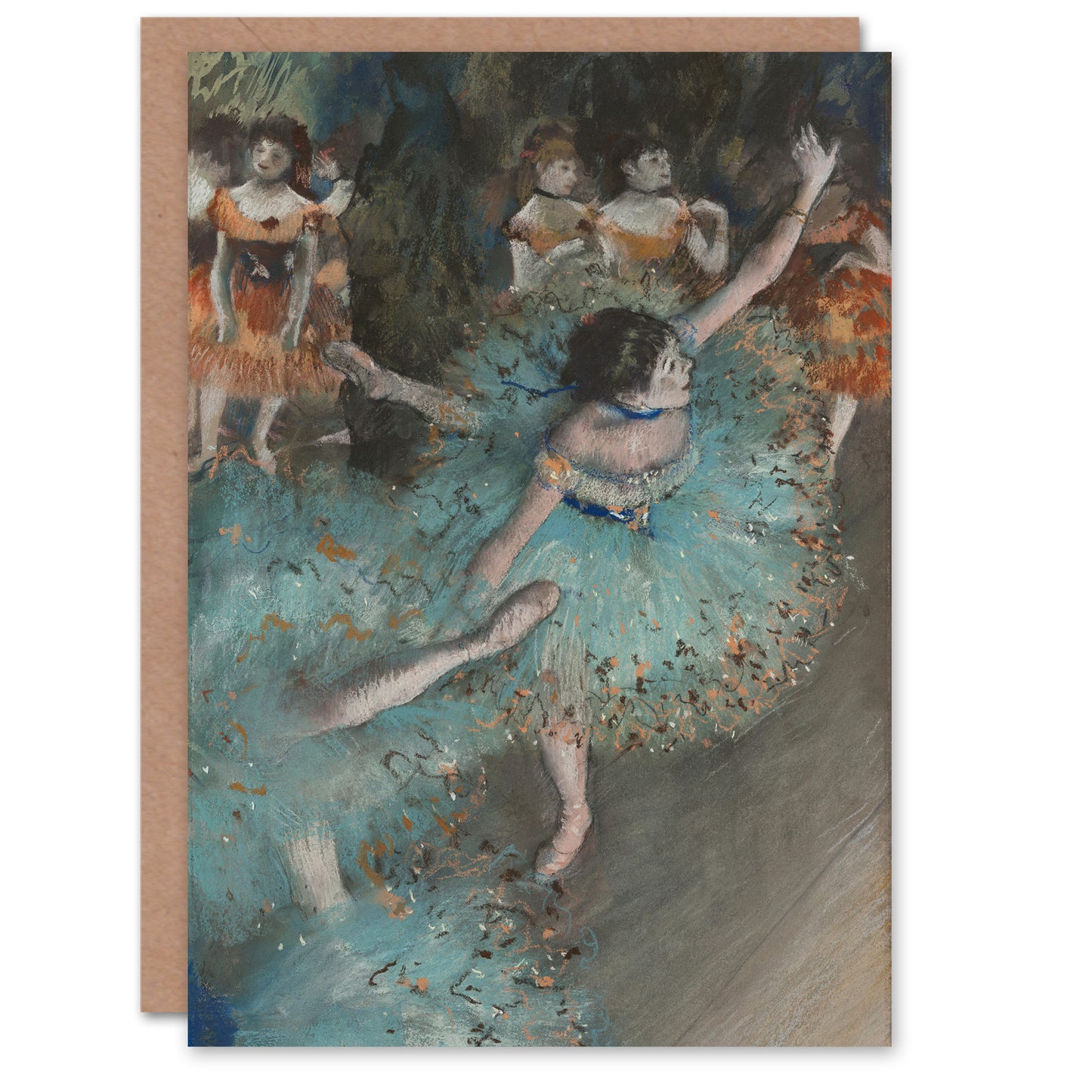 Edgar Degas Art Card Swaying Ballet Dancer in Green
