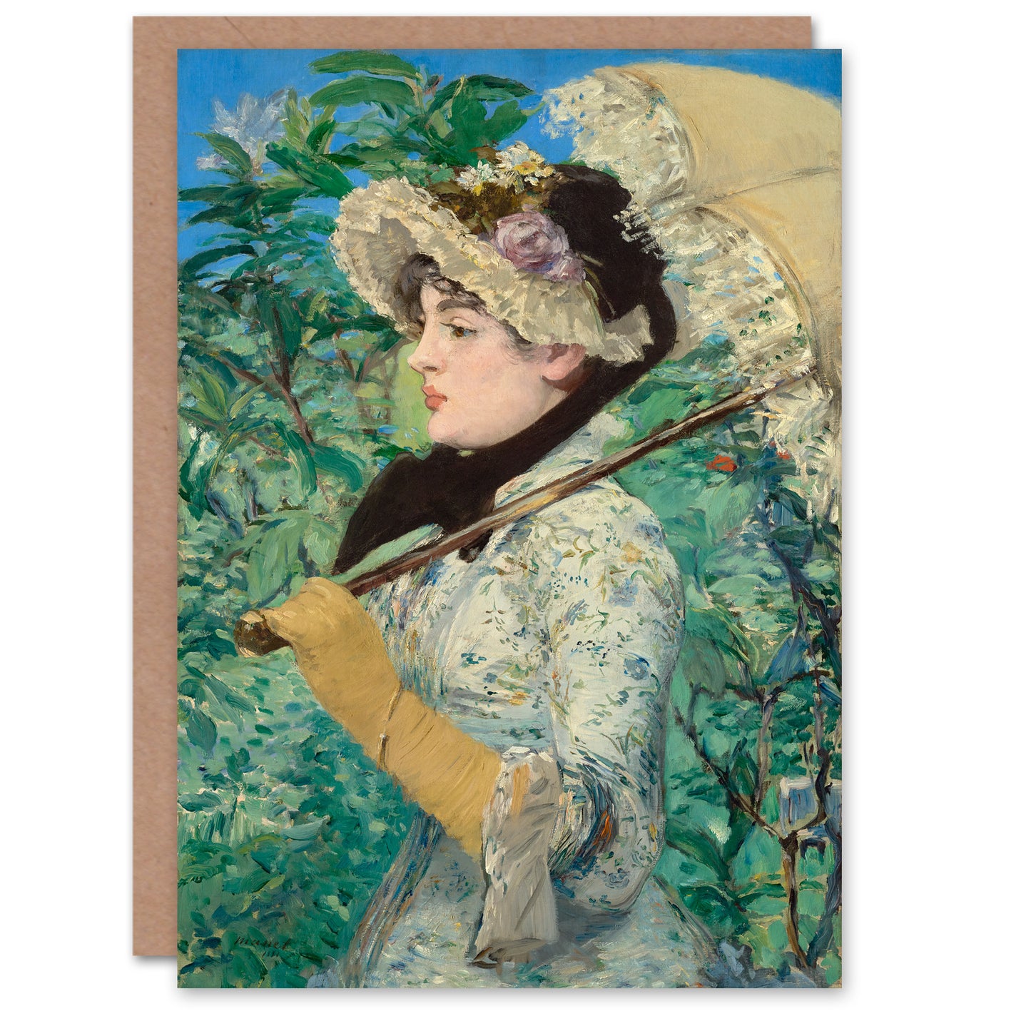 Edouard Manet Art Card Jeanne Spring Parasol Portrait