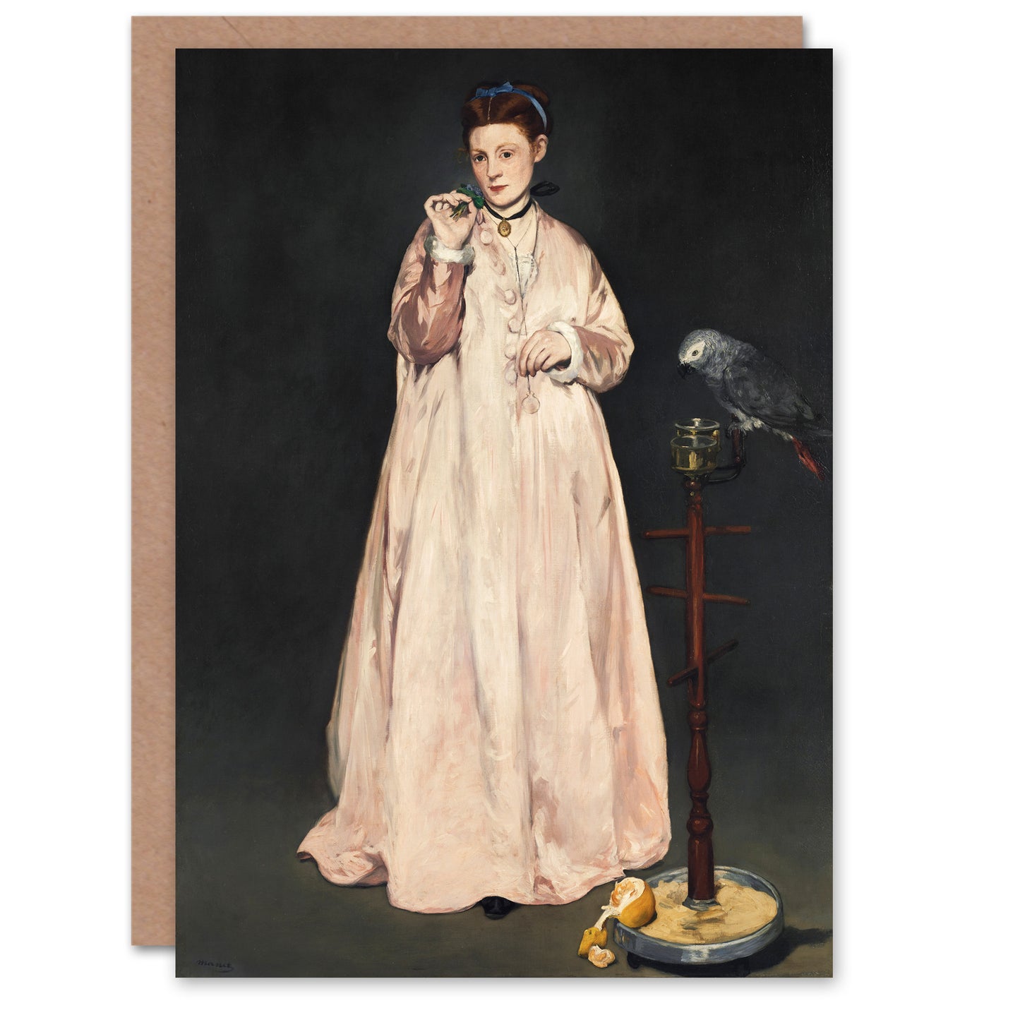Edouard Manet Art Card Young Lady With a Parrot Portrait