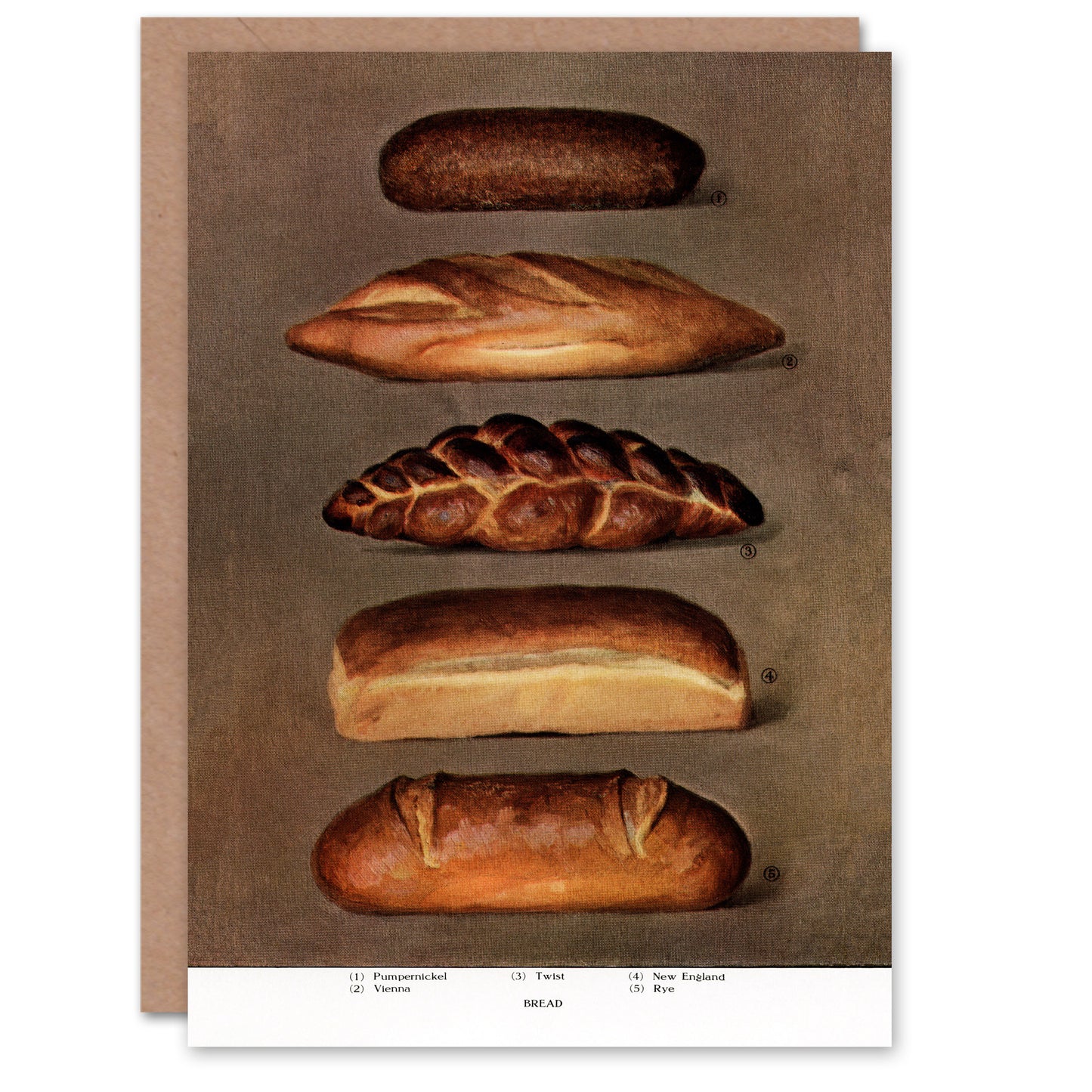 Grocers Encyclopedia Art Card Baked Bread Loaves