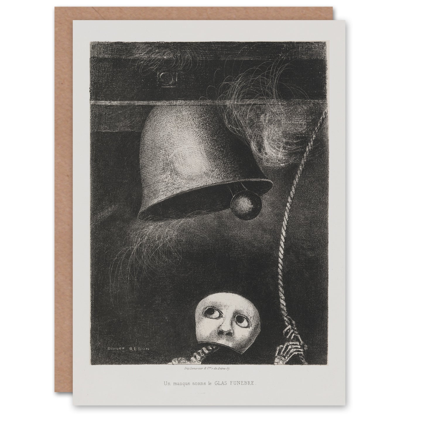 Odilon Redon Art Card A Mask Tolls The Funeral Knell