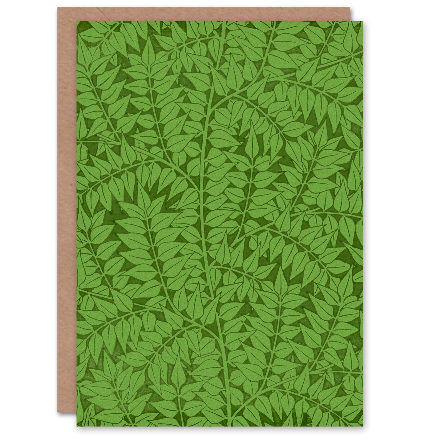 William Morris Art Card Leafy Branch Green Pattern
