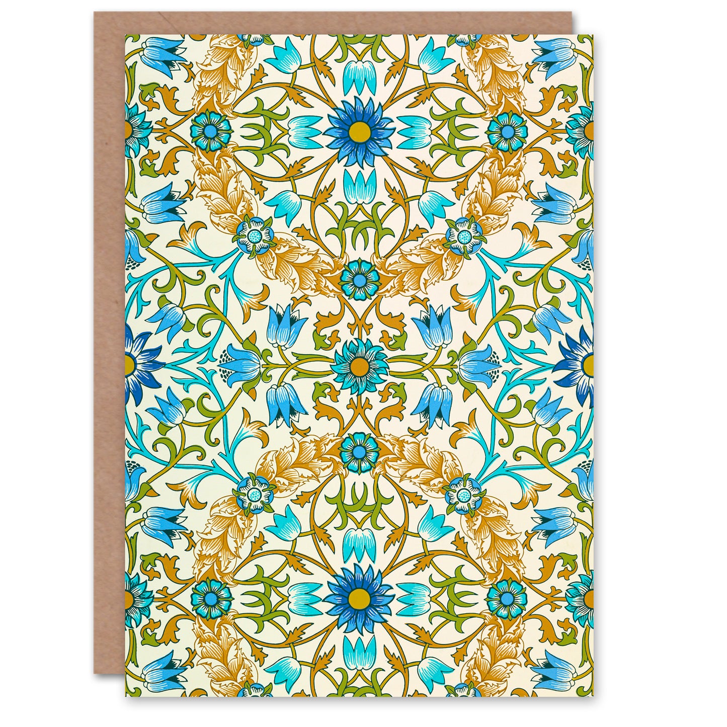 William Morris Art Card Blue Floral Vine Pattern