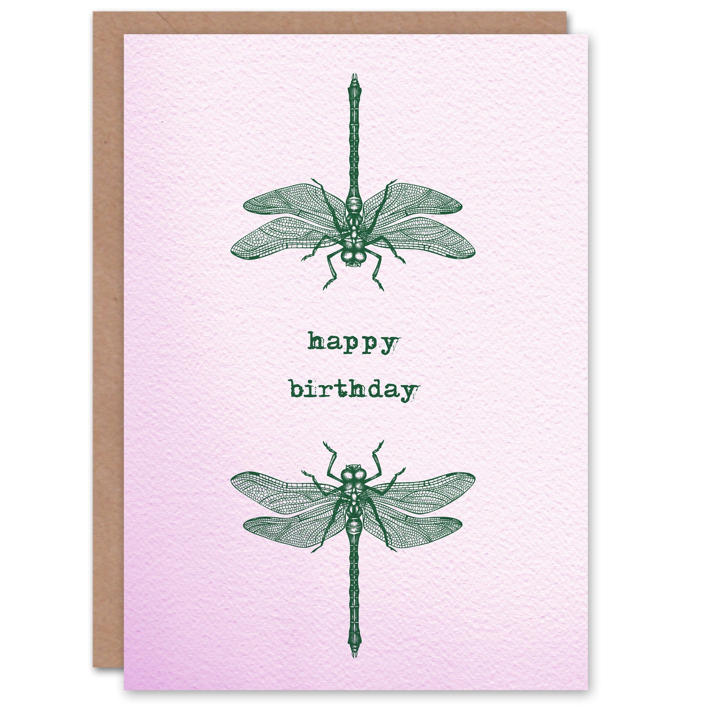 Dragonfly Pair Insect Bug Vintage Style Drawing Birthday Card