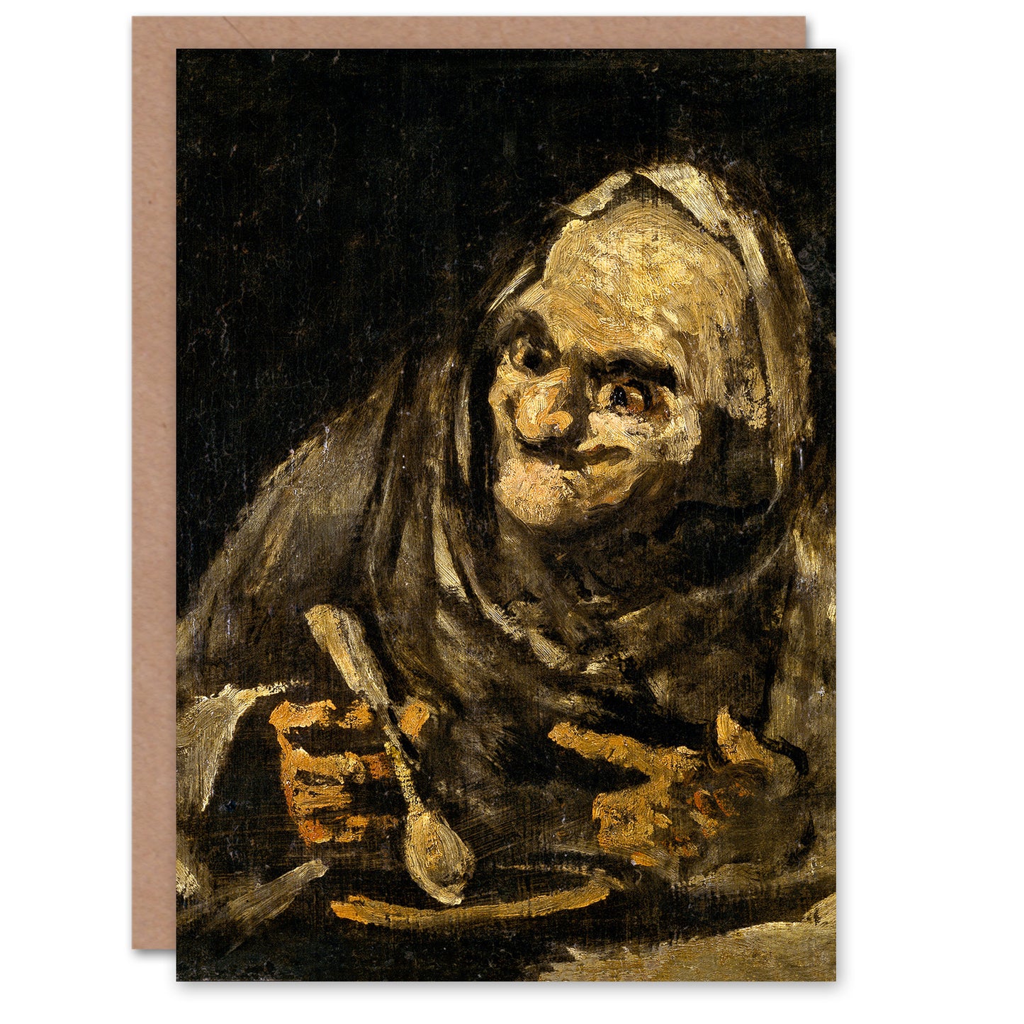 Francisco Goya Art Card Old Ones Eating Soup Witchy Brew Detail